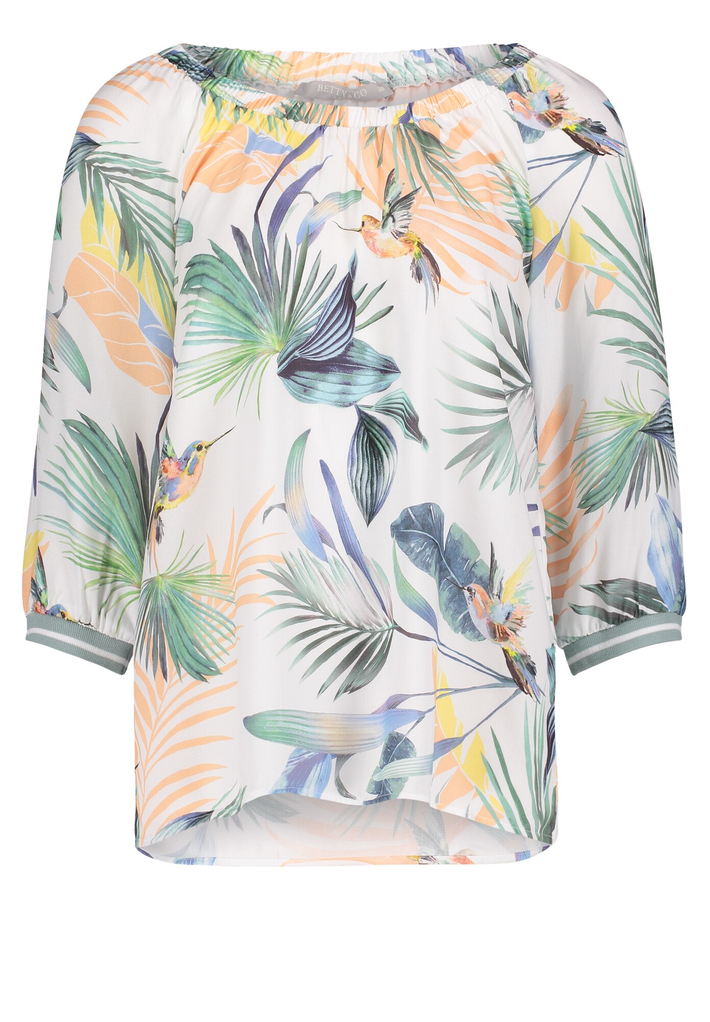 Betty Co Dames Blouse Blauw Groen Wit betty co kopen in de aanbieding