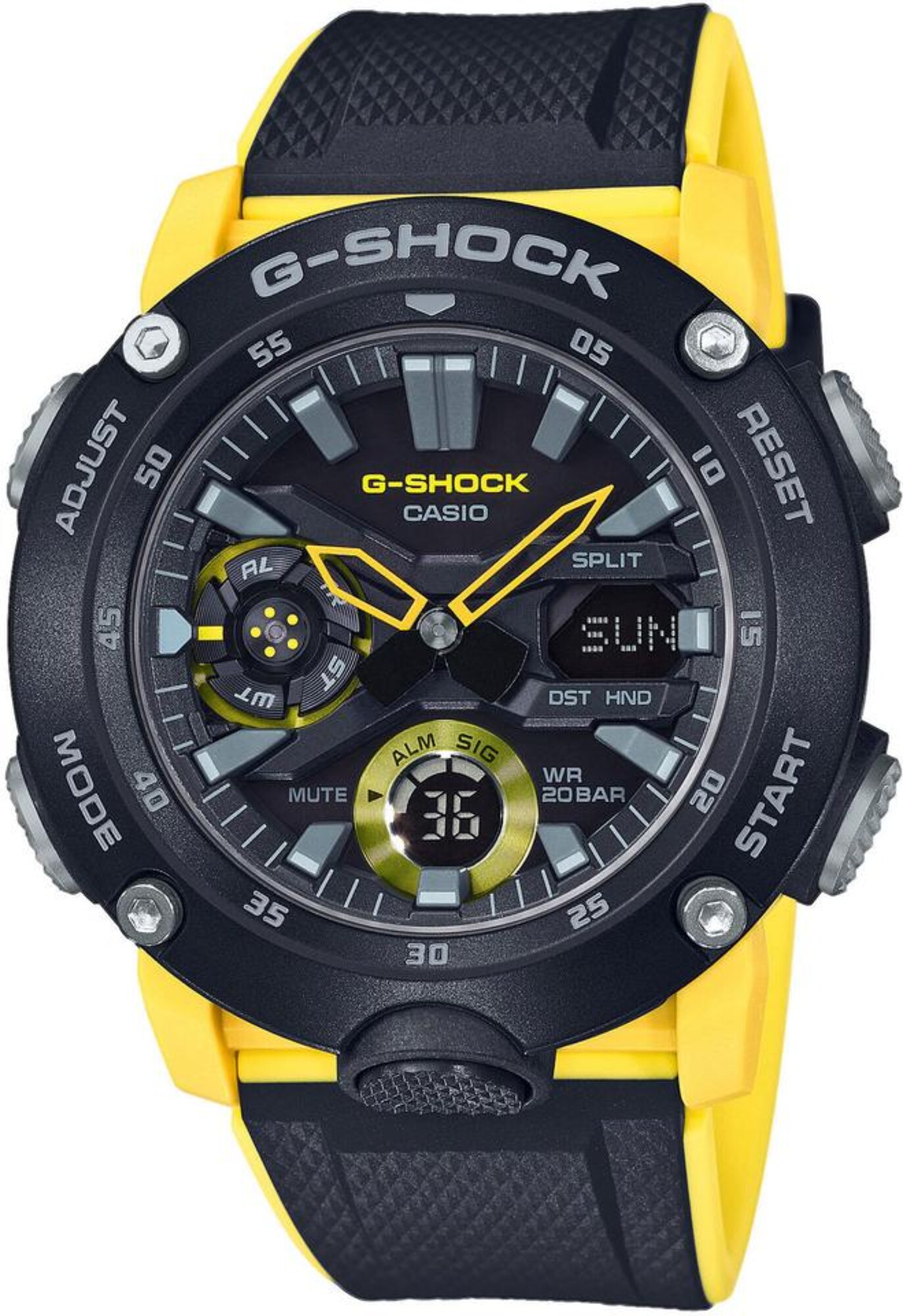CASIO Chronograph ''''GA-2000-1A9ER'''' gelb / schwarz