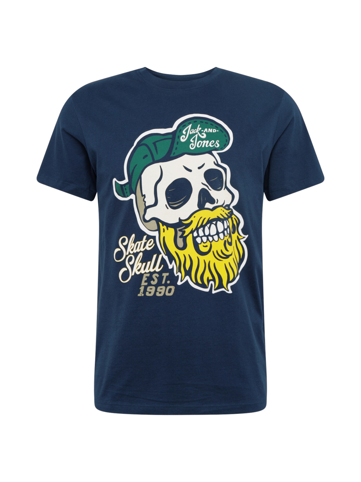JACK & JONES Marškinėliai  tamsiai mėlyna / geltona / žalia / nebalintos drobės spalva / balta