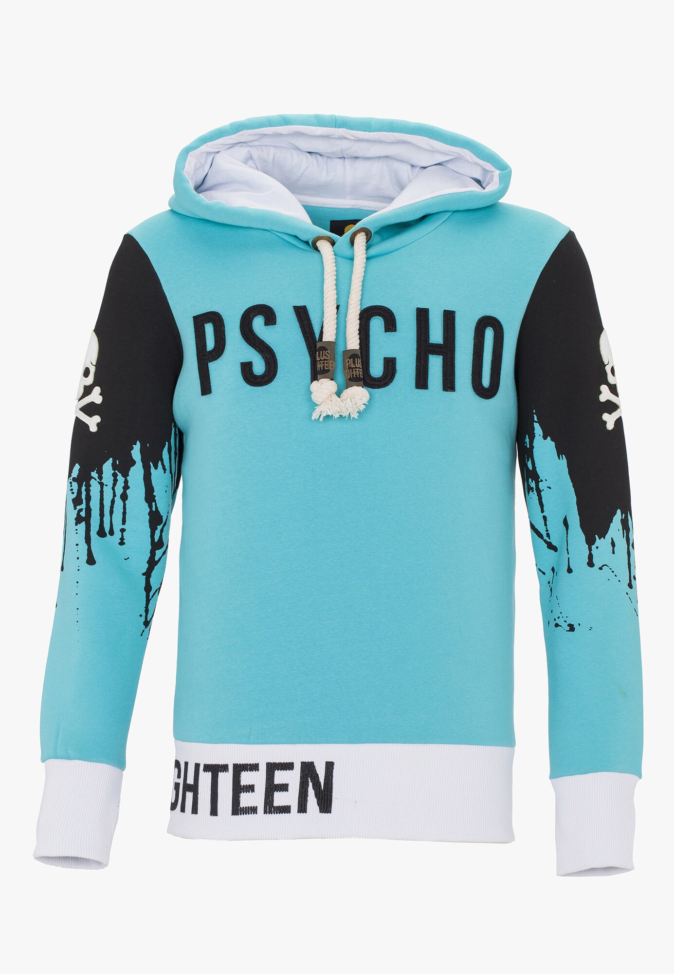 Plus Eighteen Heren Sweatshirt Turquoise Zwart plus eighteen kopen in de aanbieding