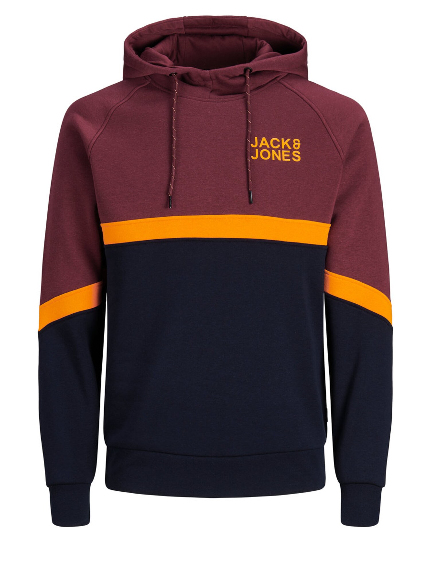 JACK & JONES Sweatshirt Colourblocking dunkelorange / dunkelrot / schwarz