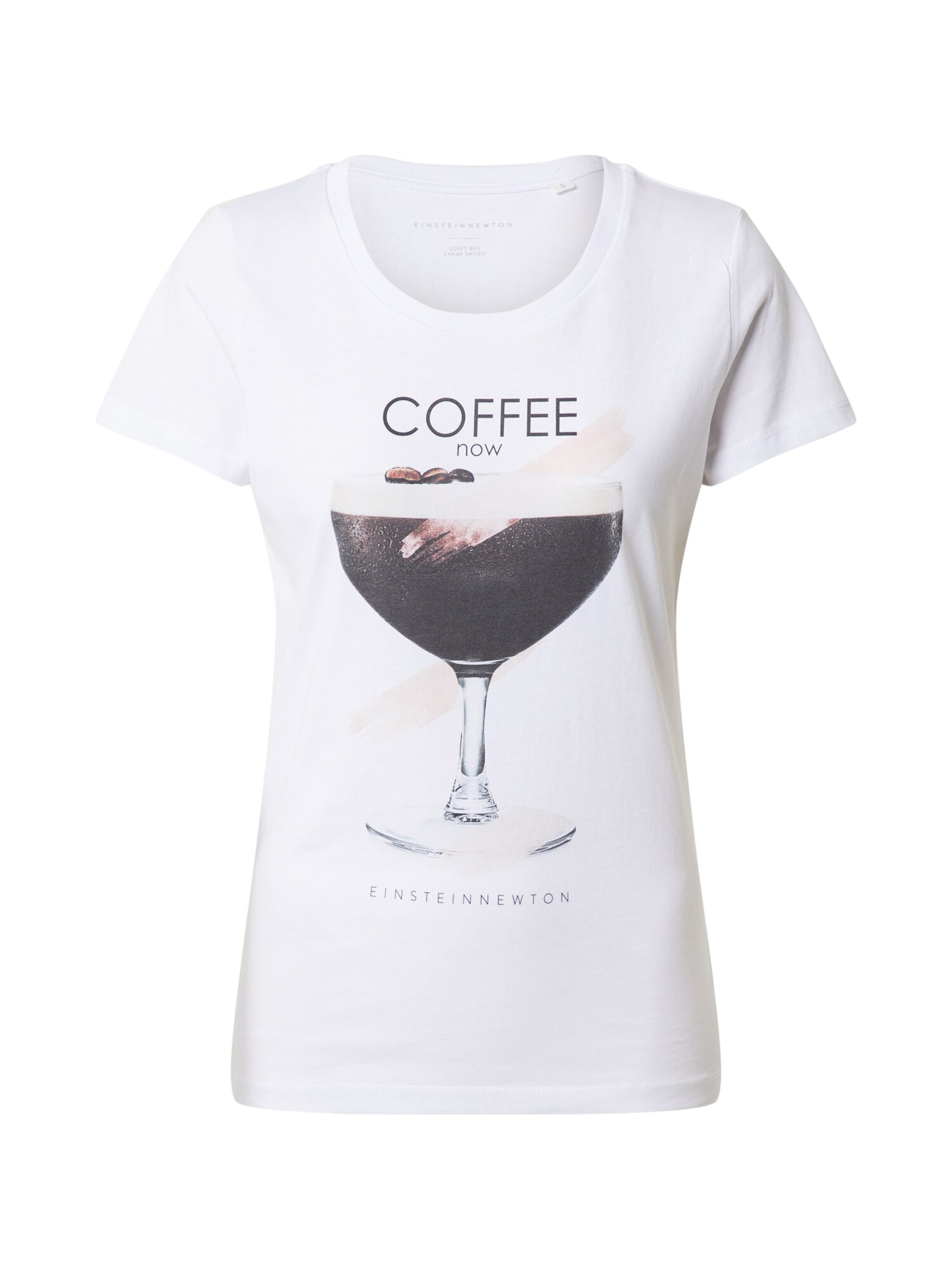 EINSTEIN & NEWTON Marškinėliai 'Coffee Now'  juoda / rožių spalva / balta