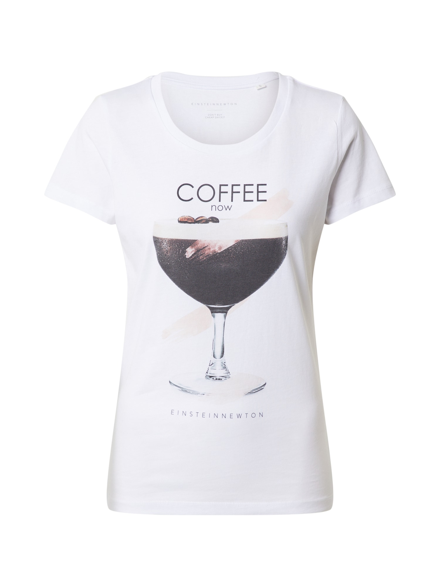 EINSTEIN & NEWTON Marškinėliai 'Coffee Now' rožių spalva / juoda / balta