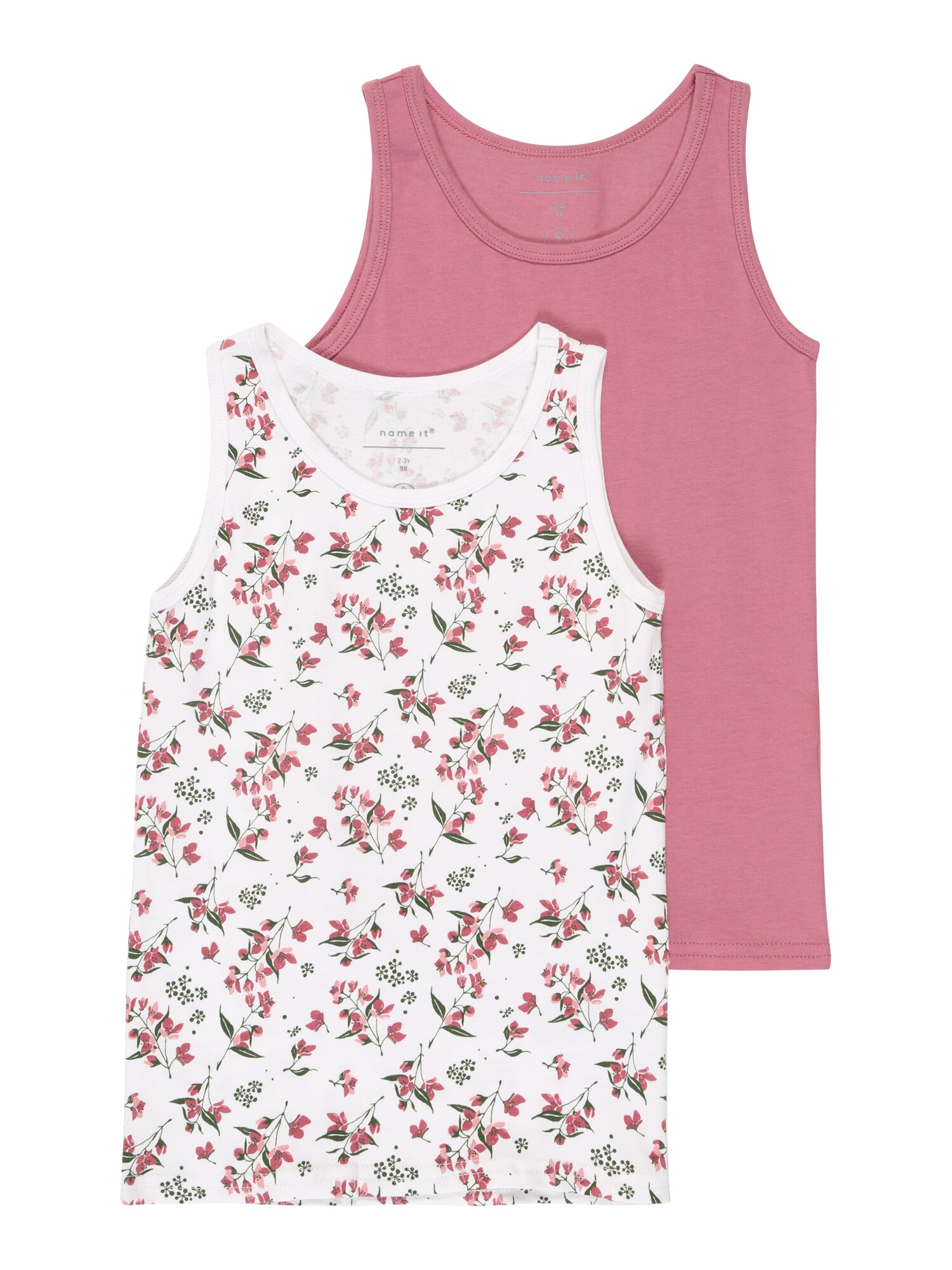 NAME IT Apatiniai marškinėliai 'NMFTANK TOP 2P HEATHER ROSE AOP NOOS'  rožinė