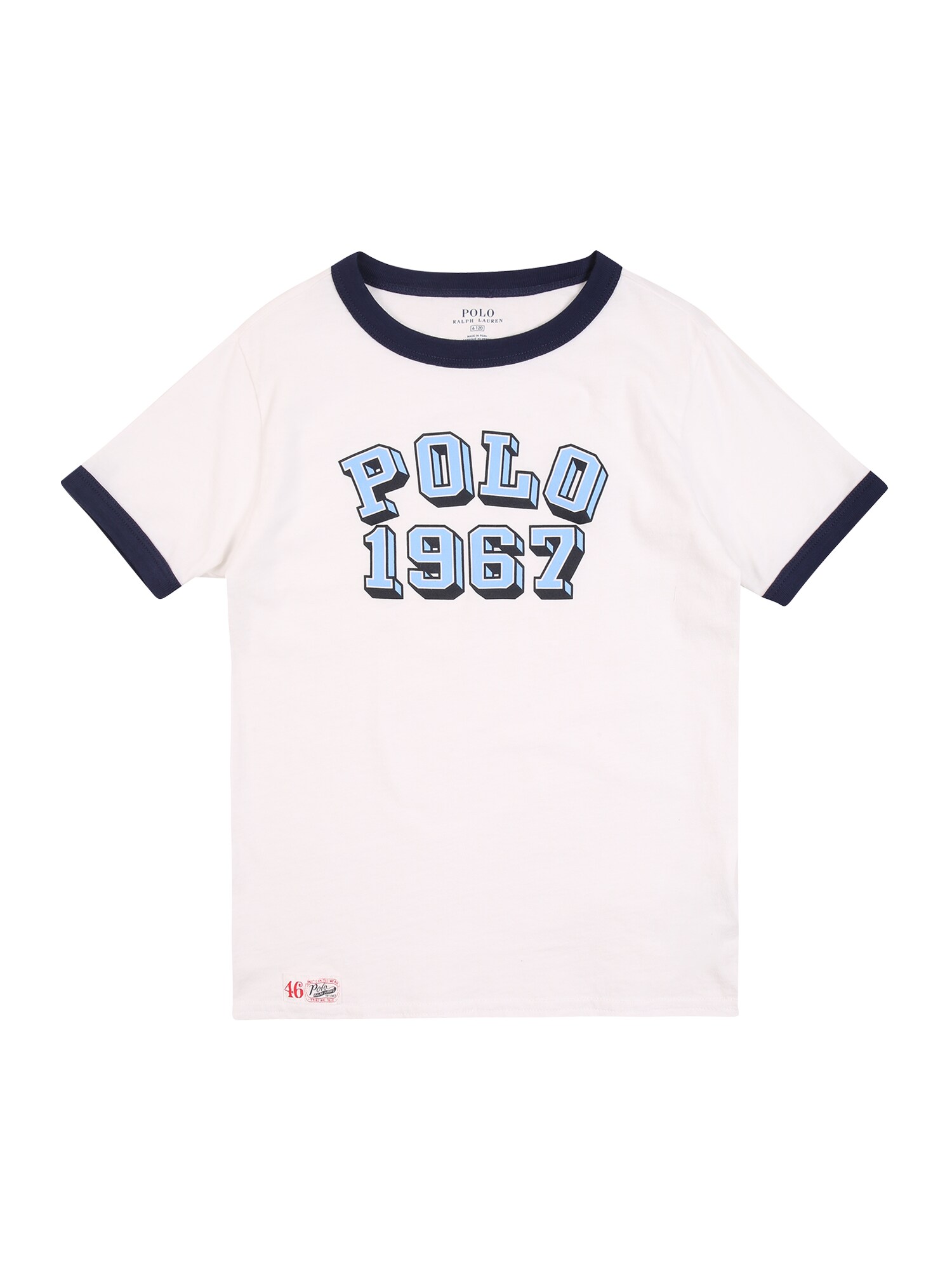 POLO RALPH LAUREN Marškinėliai  balta / tamsiai mėlyna / šviesiai mėlyna