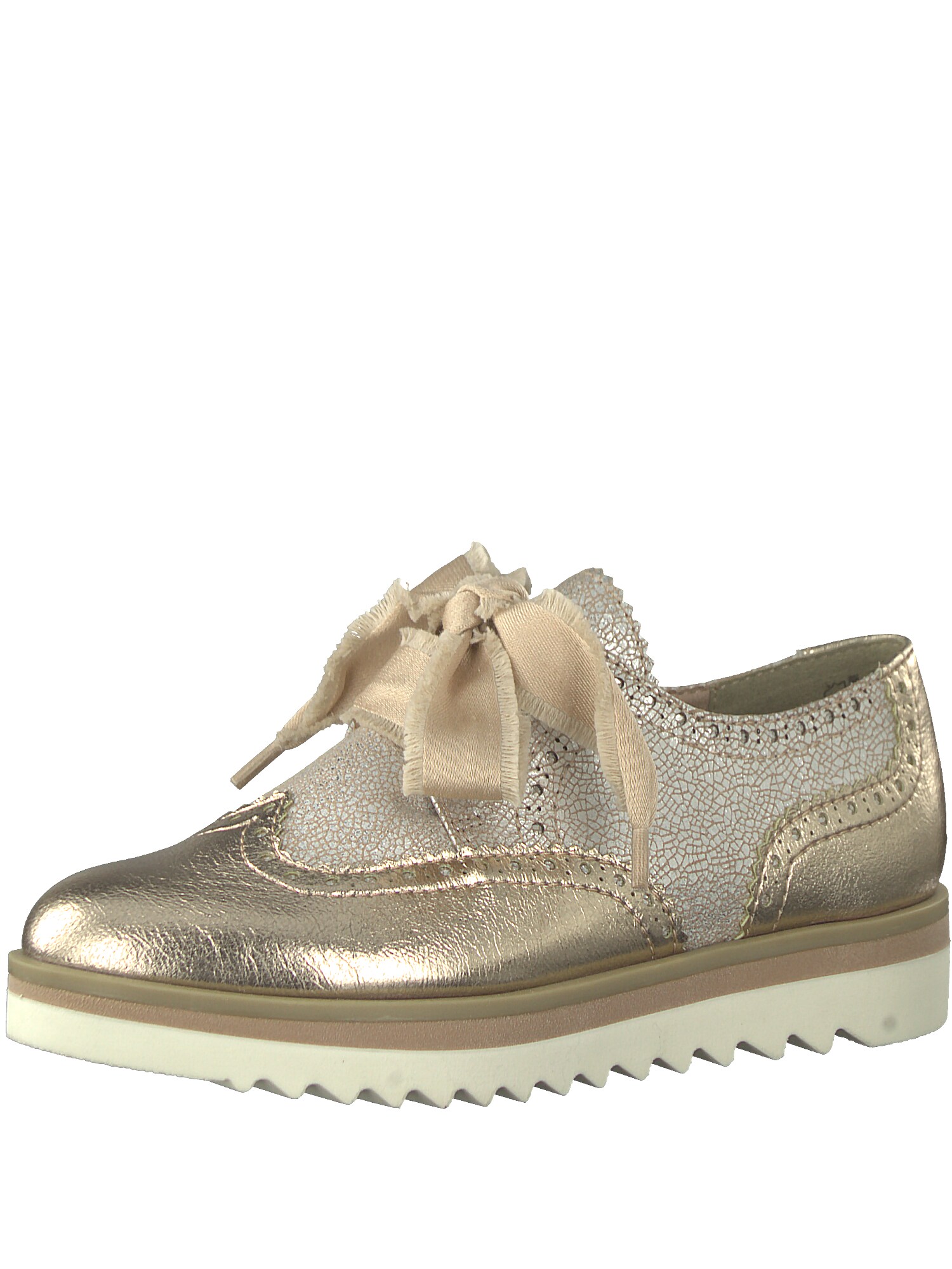 Marco Tozzi Dames Veterschoen Beige Goud marco tozzi kopen in de aanbieding