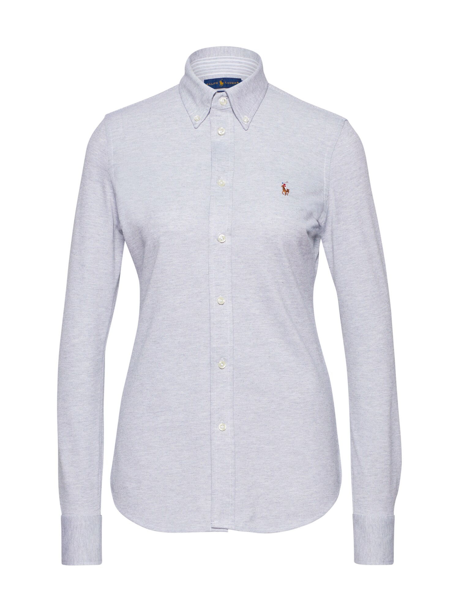 Polo Ralph Lauren Dames Blouse Heidi Grijs Gemeleerd polo ralph lauren kopen in de aanbieding