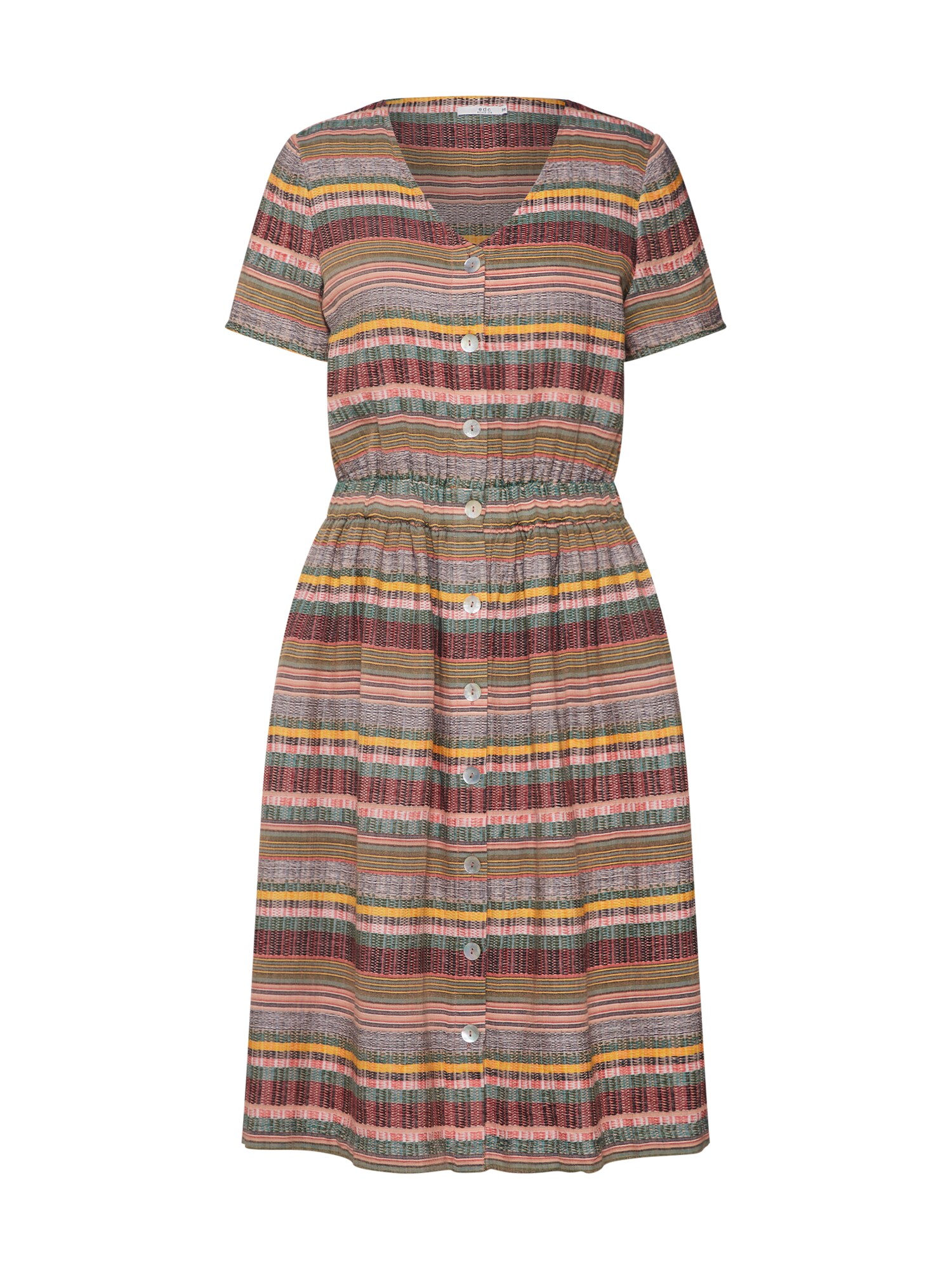 Edc By Esprit Dames Jurk Geel Kaki Pink edc by esprit kopen in de aanbieding