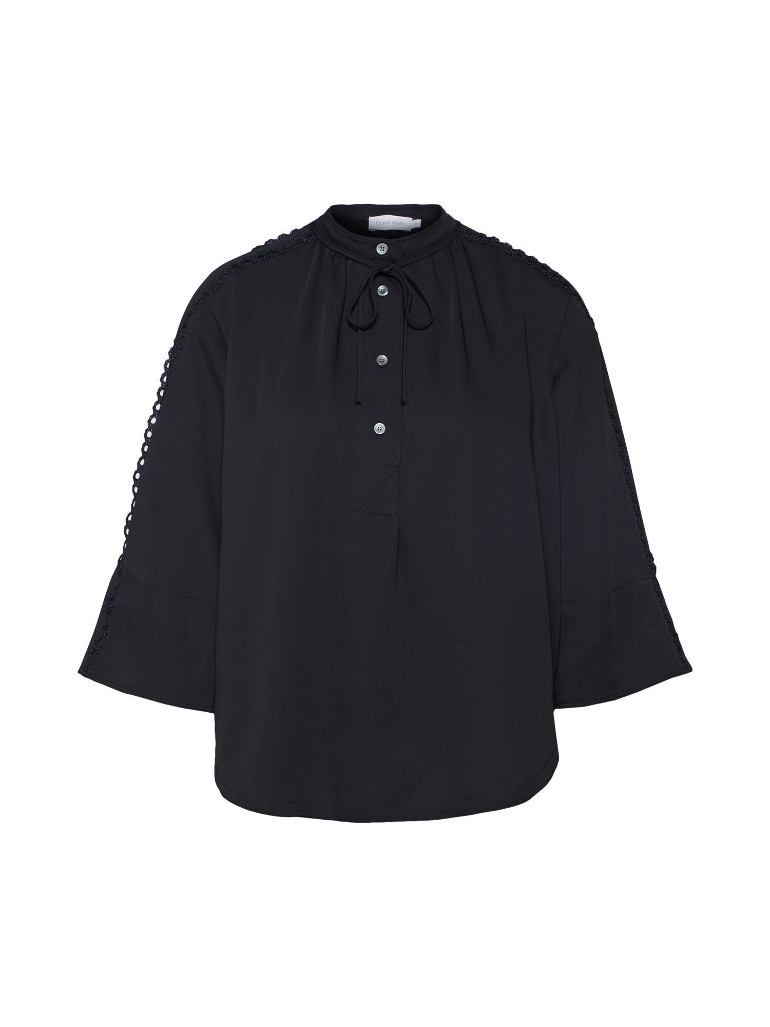 Calvin Klein Dames Blouse Lace Trim Zwart calvin klein kopen in de aanbieding
