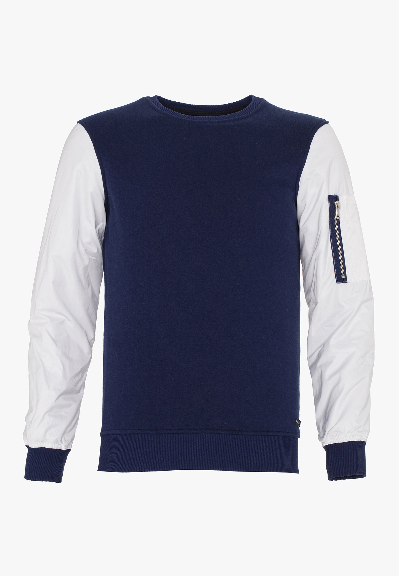Plus Eighteen Heren Sweatshirt Blauw Offwhite plus eighteen kopen in de aanbieding