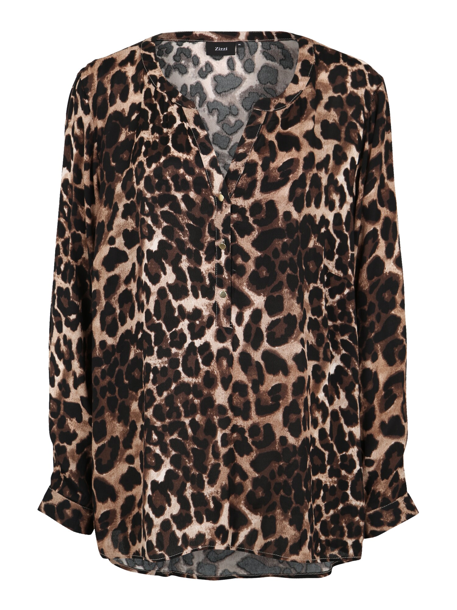 Zizzi Dames Blouse Bruin Zwart zizzi kopen in de aanbieding