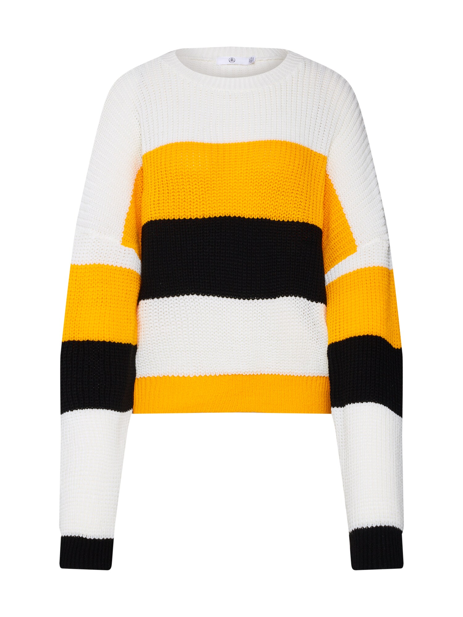 Missguided Dames Oversized Trui Colourblock Striped Jumper Geel Zwart Wit missguided kopen in de aanbieding
