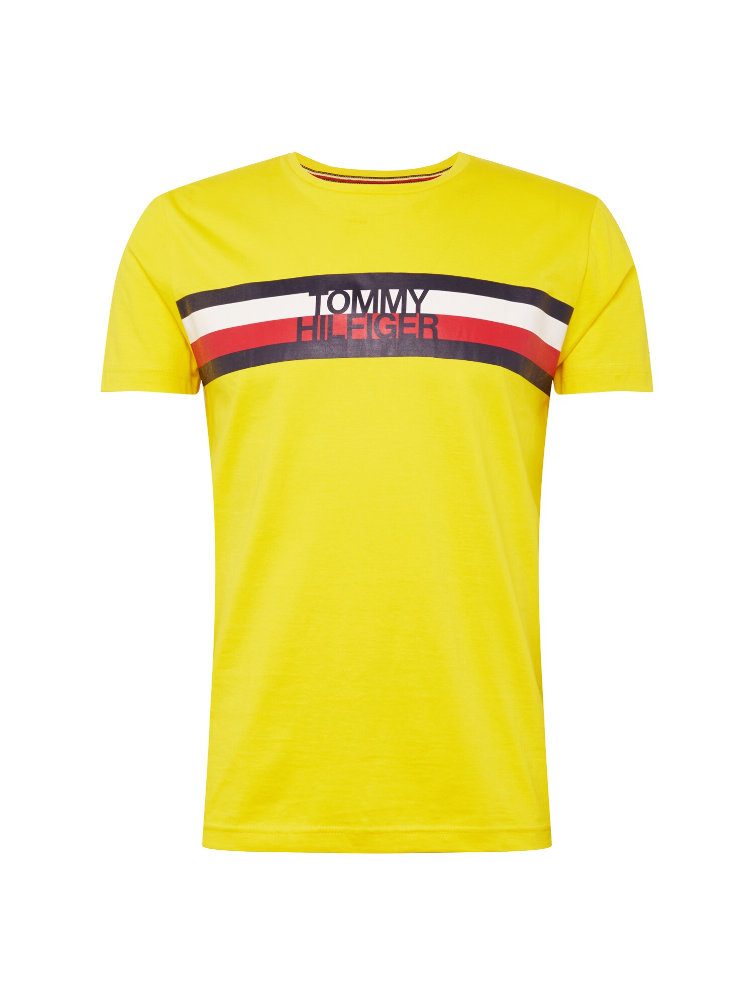 Tommy Hilfiger Heren Shirt Navy Geel Wit tommy hilfiger kopen in de aanbieding