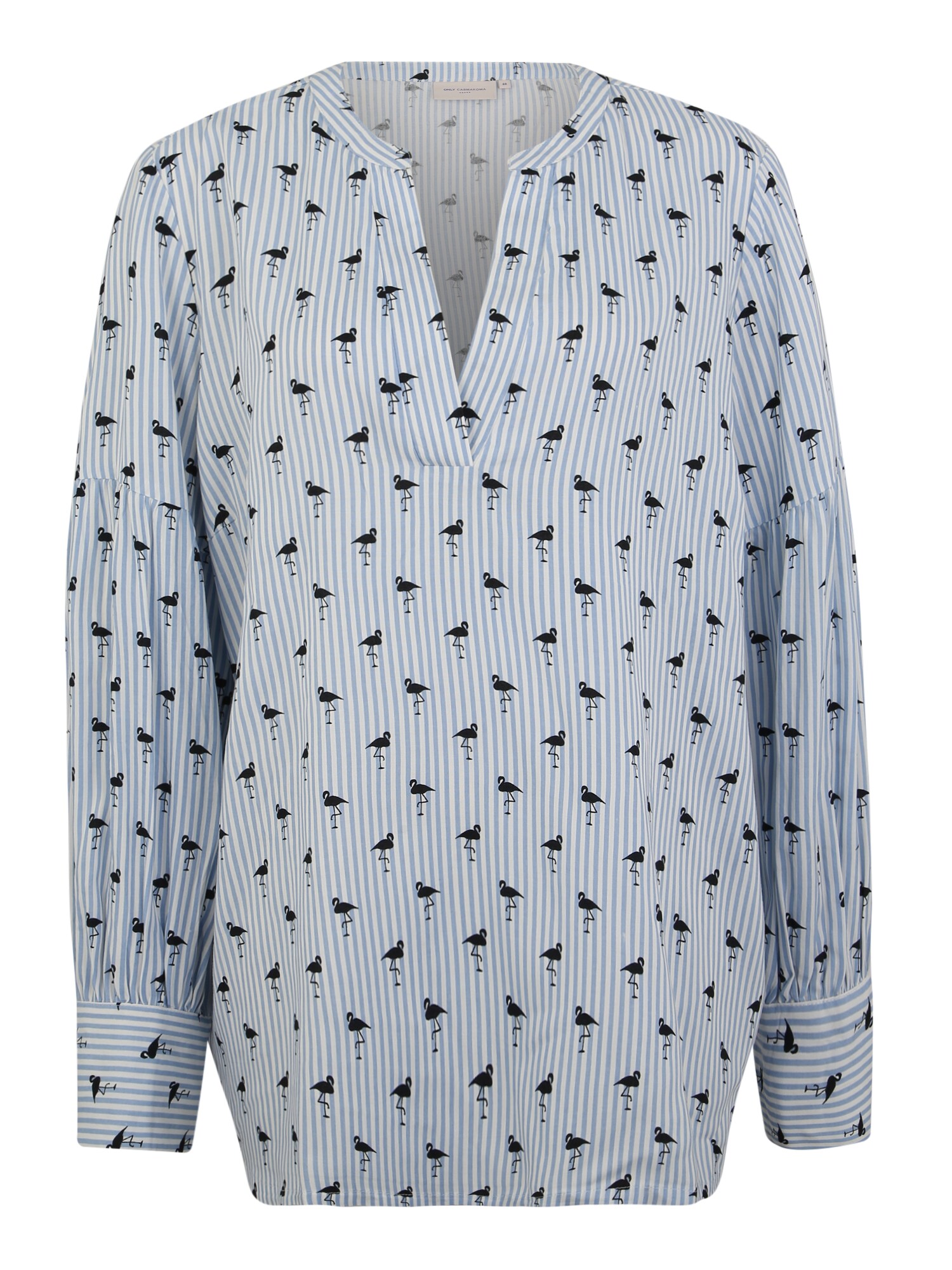 Only Carmakoma Dames Blouse Camina Lichtblauw Zwart Wit only carmakoma kopen in de aanbieding