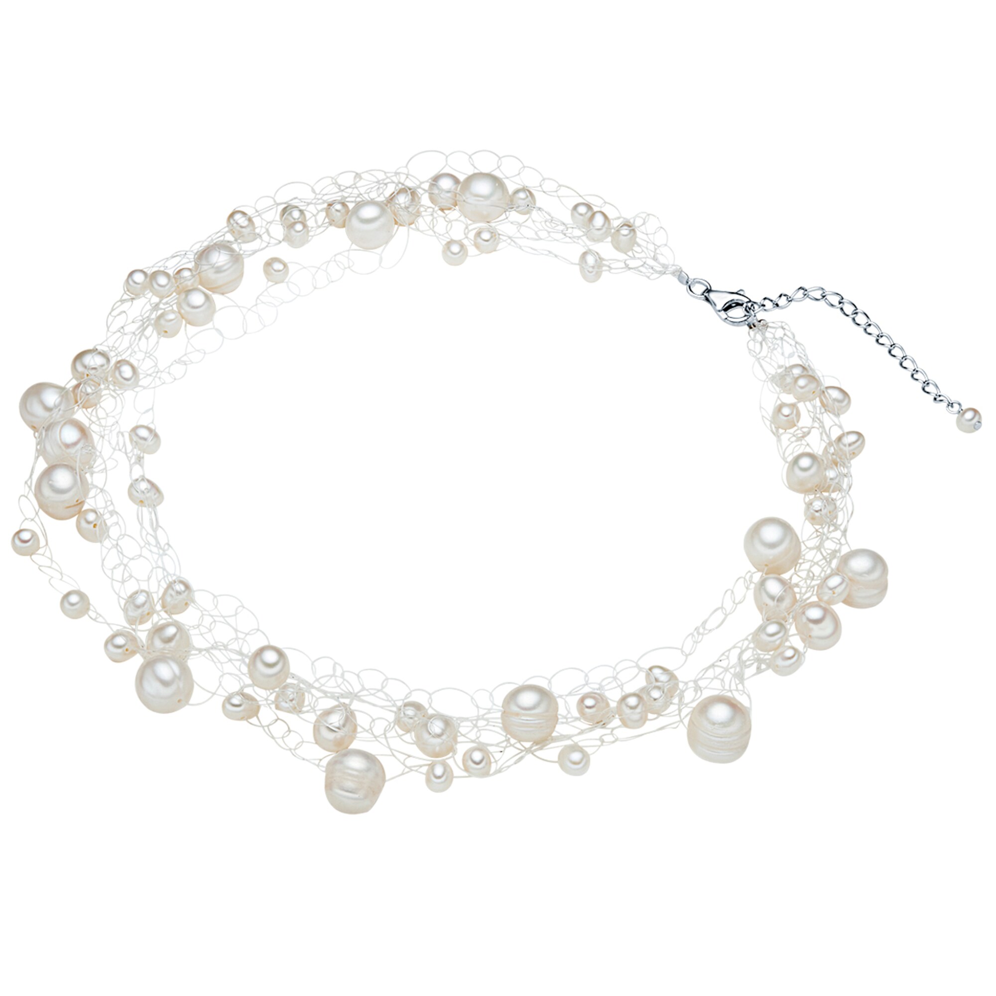 Valero Pearls Ketting Zilver / Parelwit