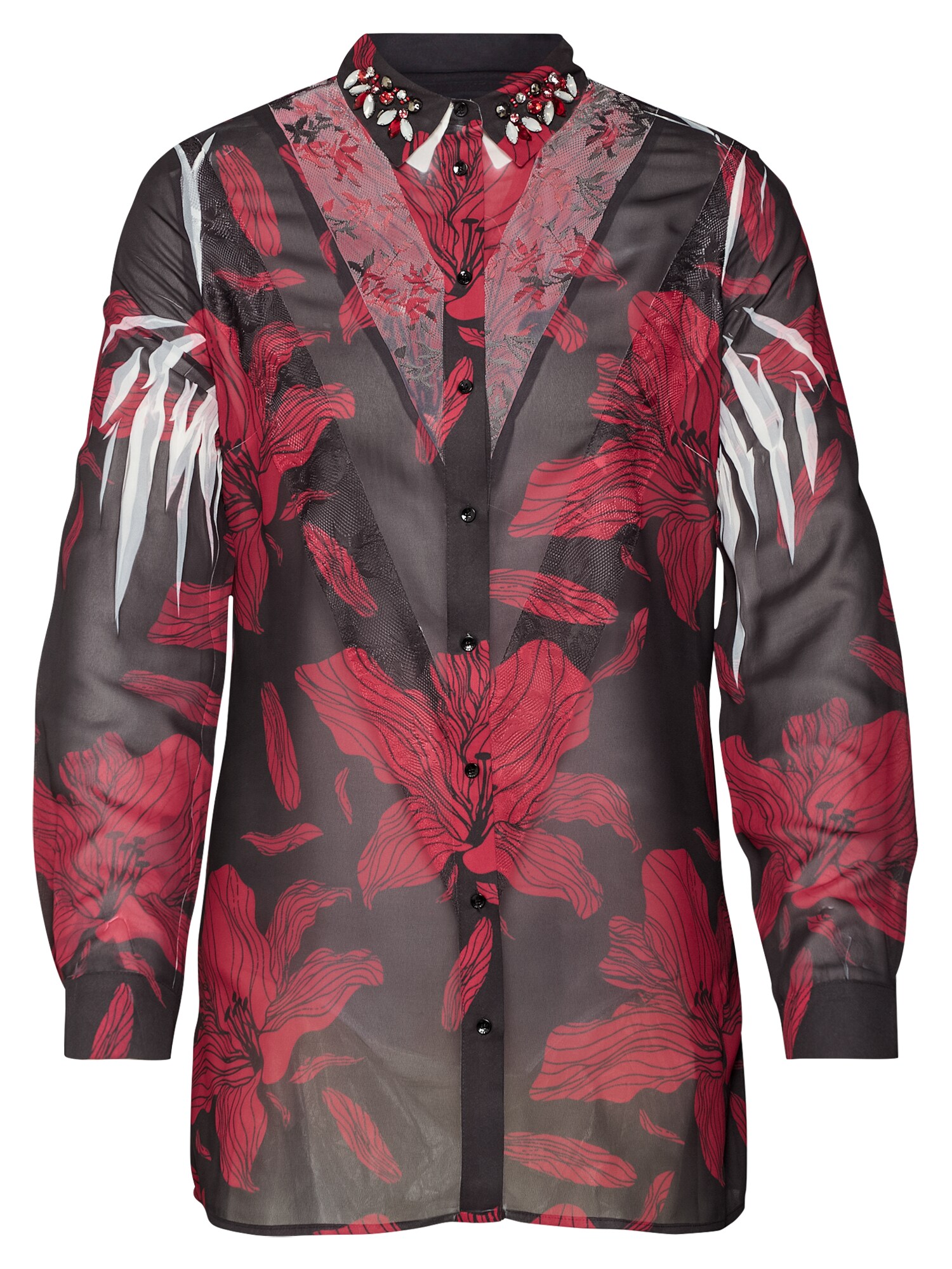 Guess Dames Blouse Clouis Rood Zwart guess kopen in de aanbieding