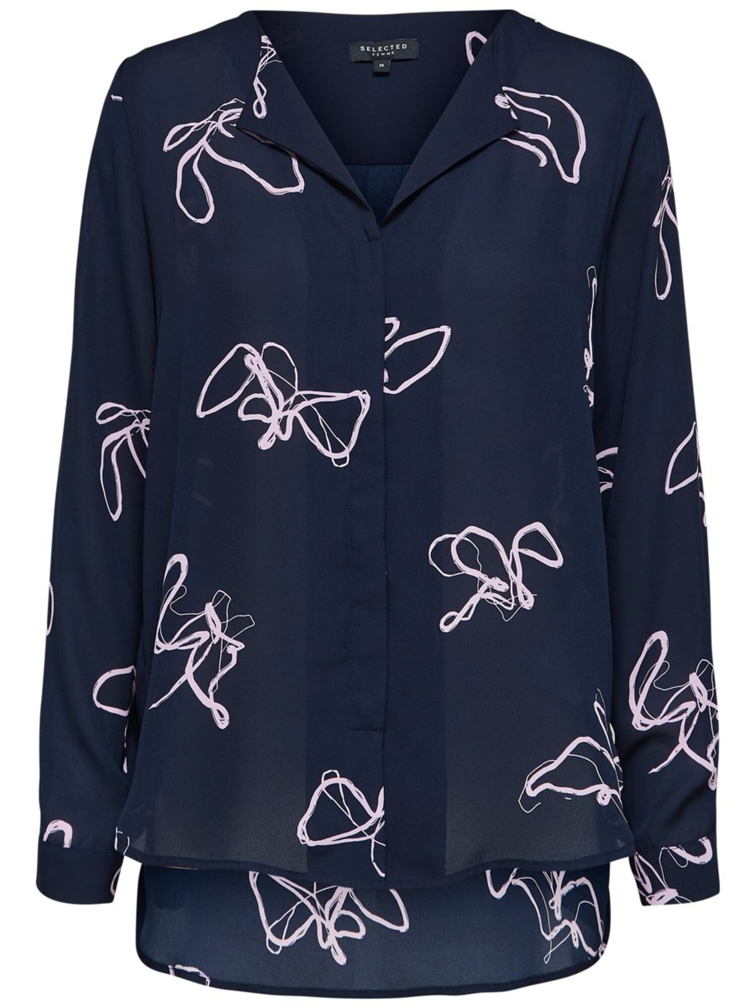 Selected Femme Dames Blouse Dynella Nachtblauw Pastelroze selected femme kopen in de aanbieding