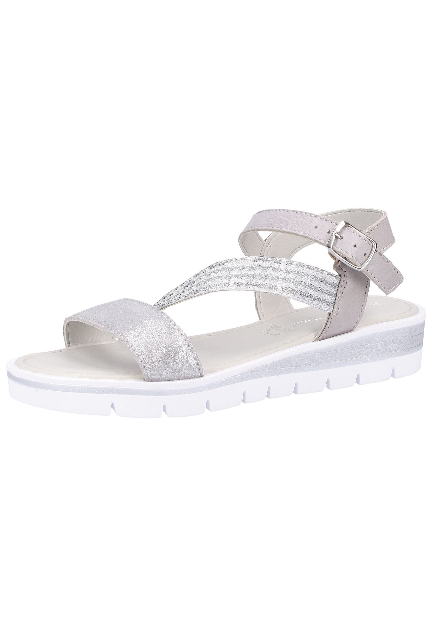 Marco Tozzi Dames Sandalen Met Riem Zilver Wit marco tozzi kopen in de aanbieding