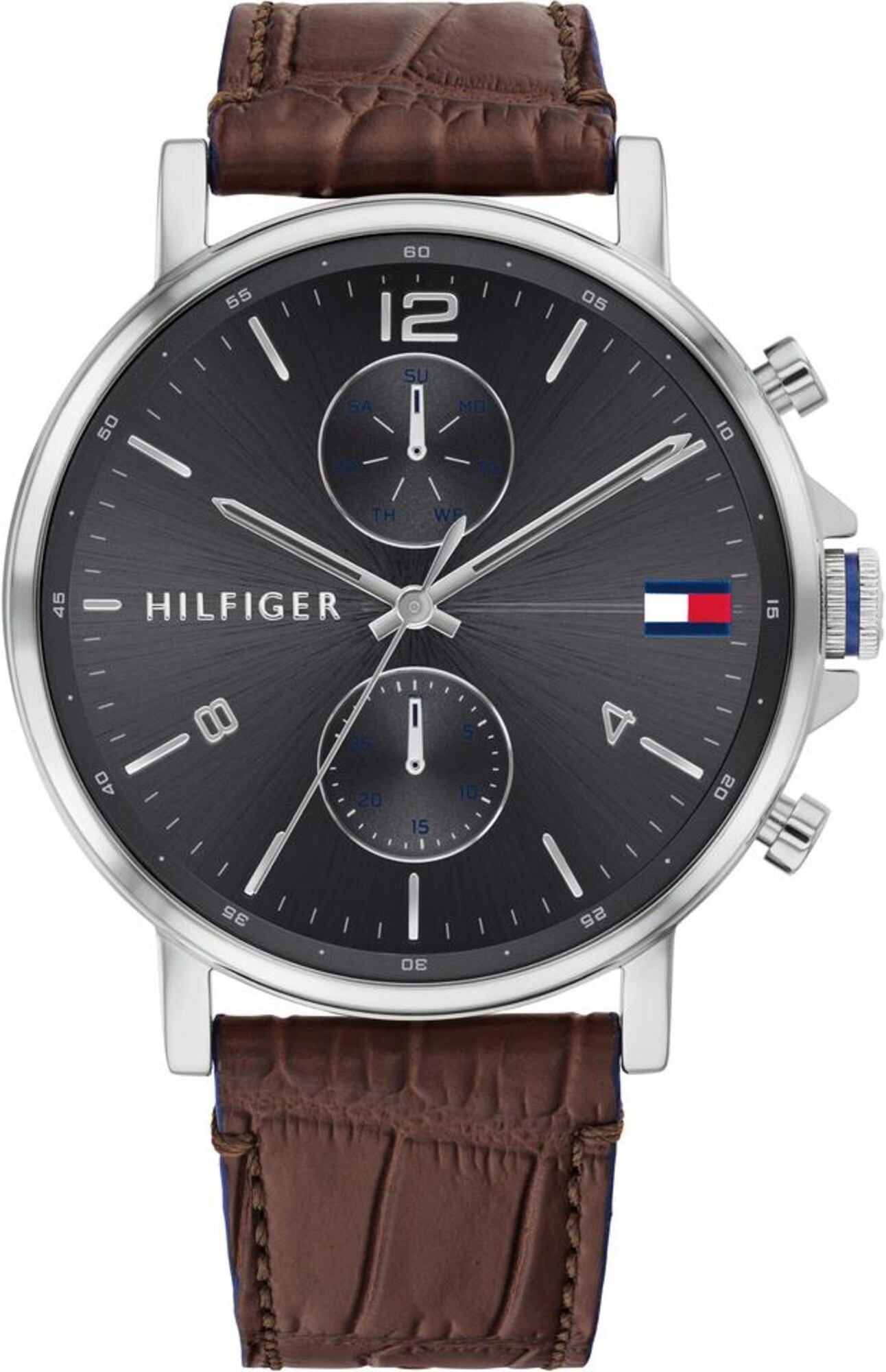 TOMMY HILFIGER Analoginis (įprastinio dizaino) laikrodis  ruda / sidabrinė