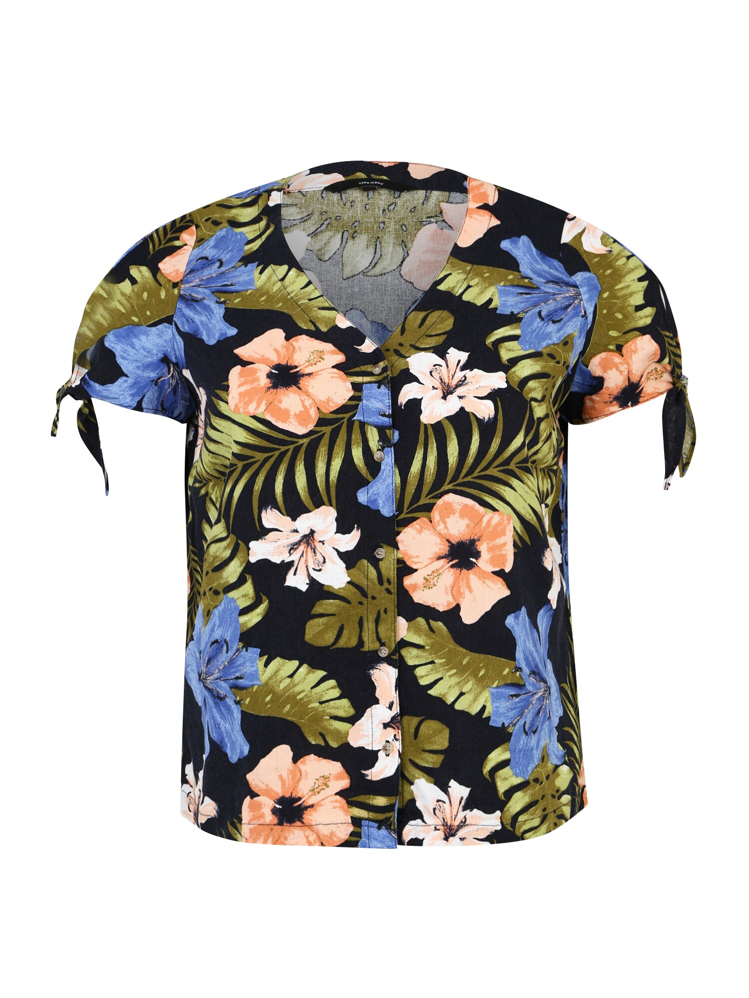 Vero Moda Curve Dames Blouse Efie Milo Nachtblauw Gemengde Kleuren vero moda curve kopen in de aanbieding