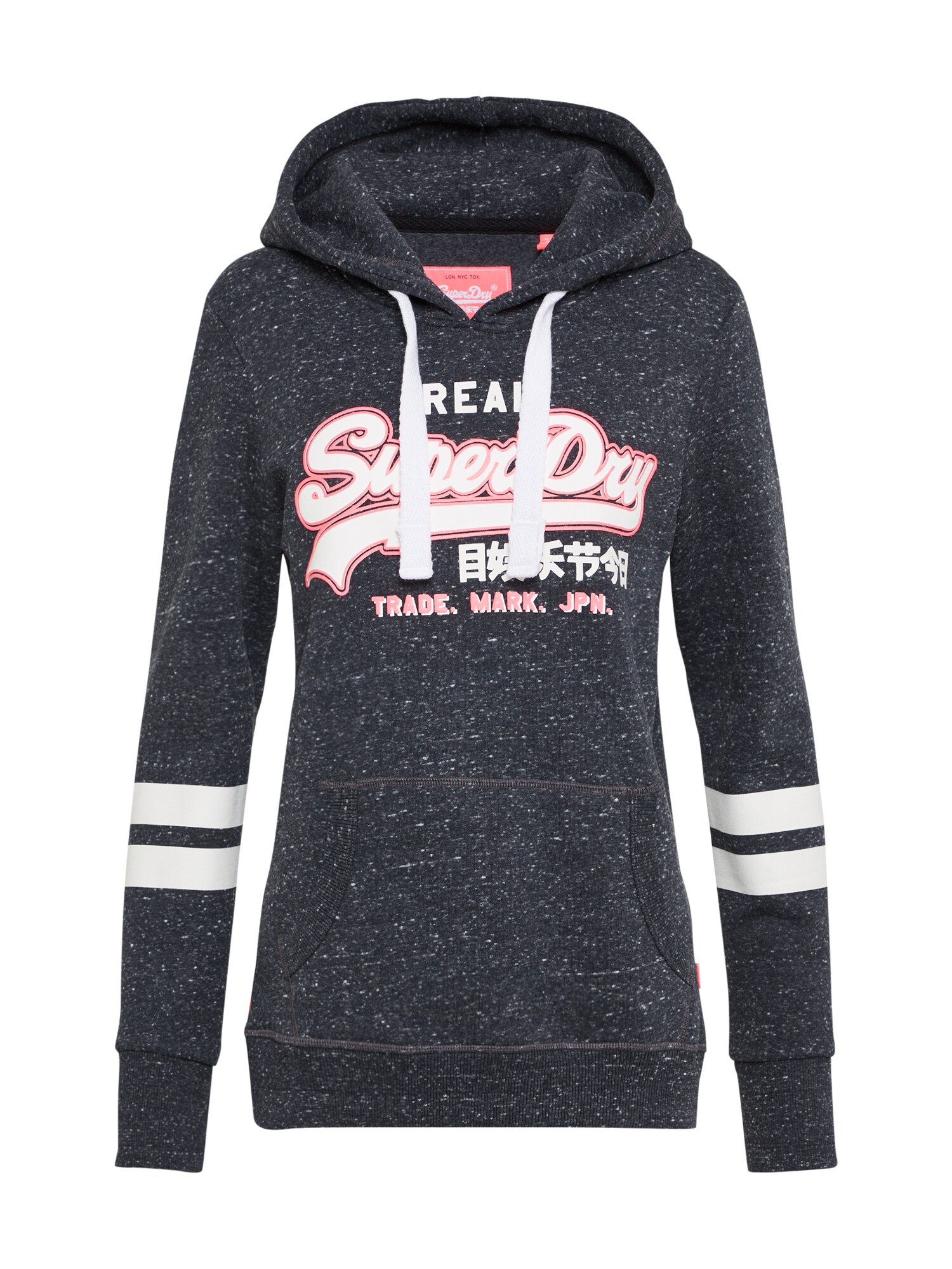 Superdry Dames Sweatshirt Vintage Logo Outline Entry Hood Blauw Gemeleerd superdry kopen in de aanbieding