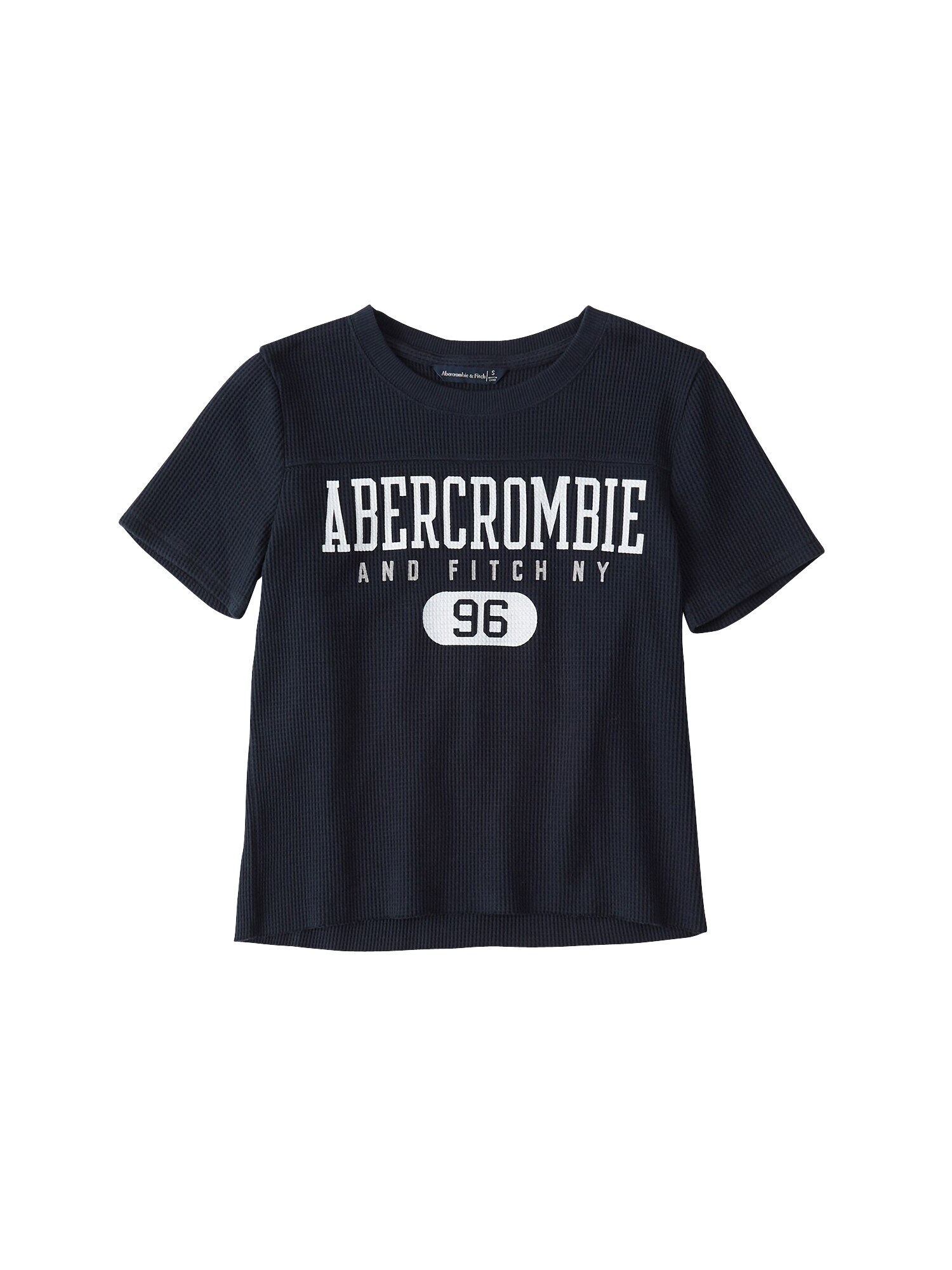 Abercrombie Fitch Dames Shirt Waffle Logo Tee Navy Wit abercrombie fitch kopen in de aanbieding