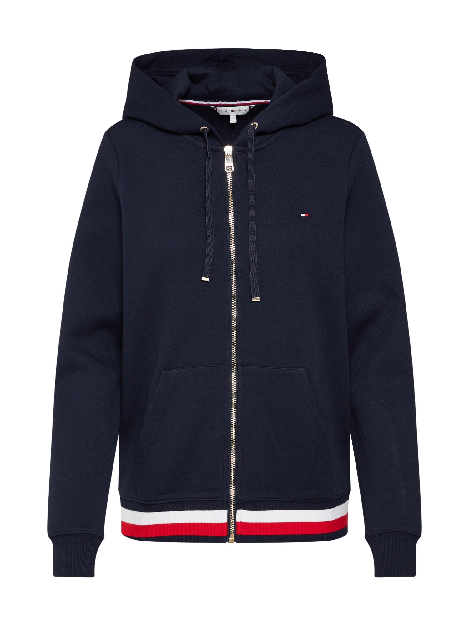 TOMMY HILFIGER Casaco em moletão  azul escuro / branco / vermelho