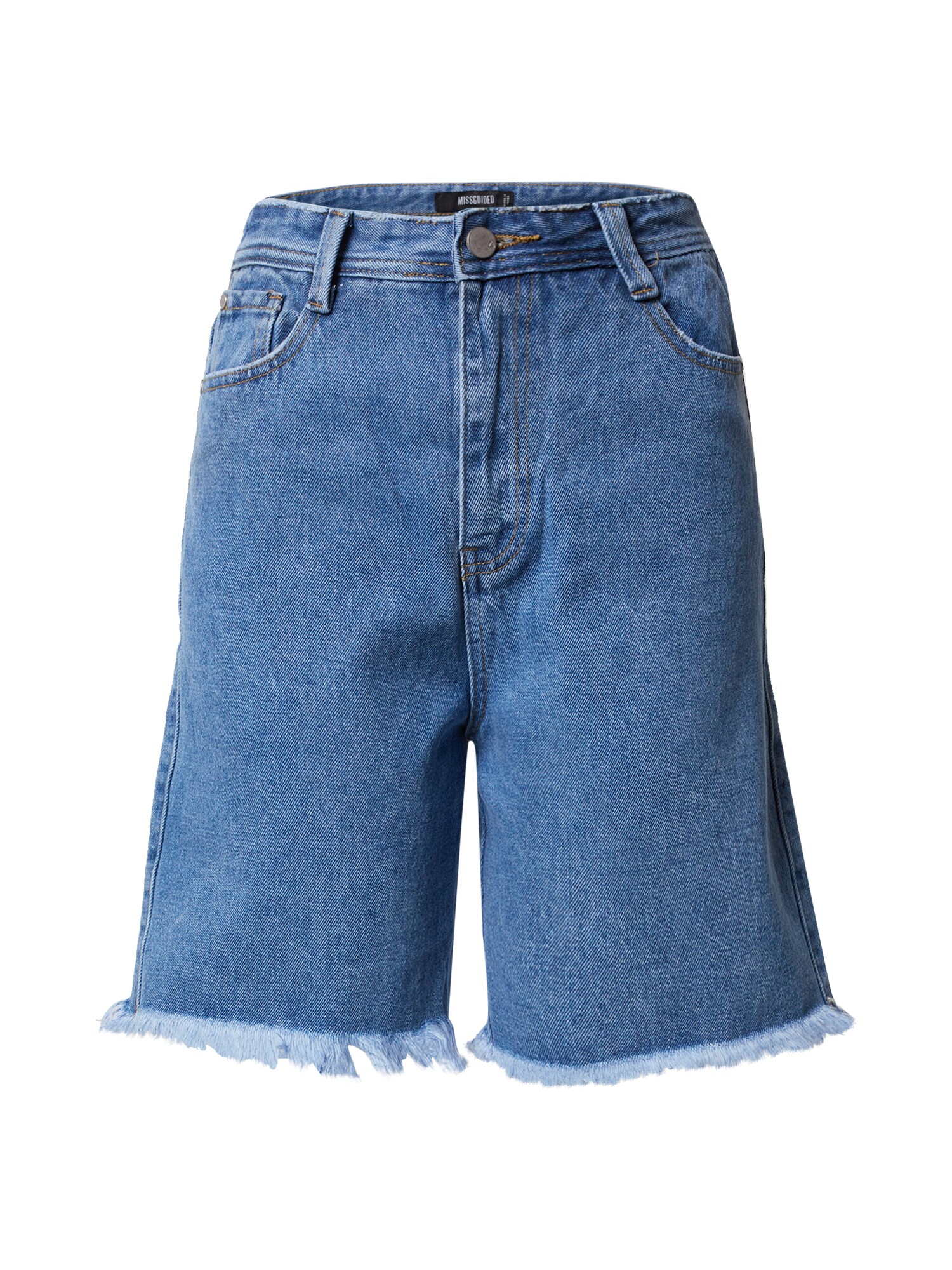 Missguided Džinsai 'LONGLINE DENIM SHORTS IN BLACK'  mėlyna