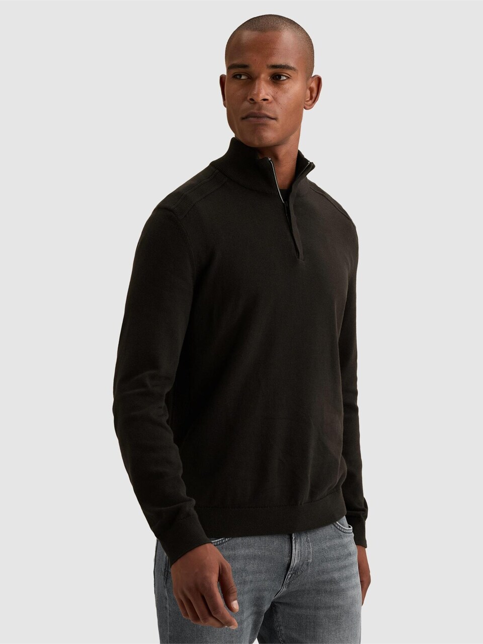 Tröja 'Pullover in tonal mouliné with half-zip'