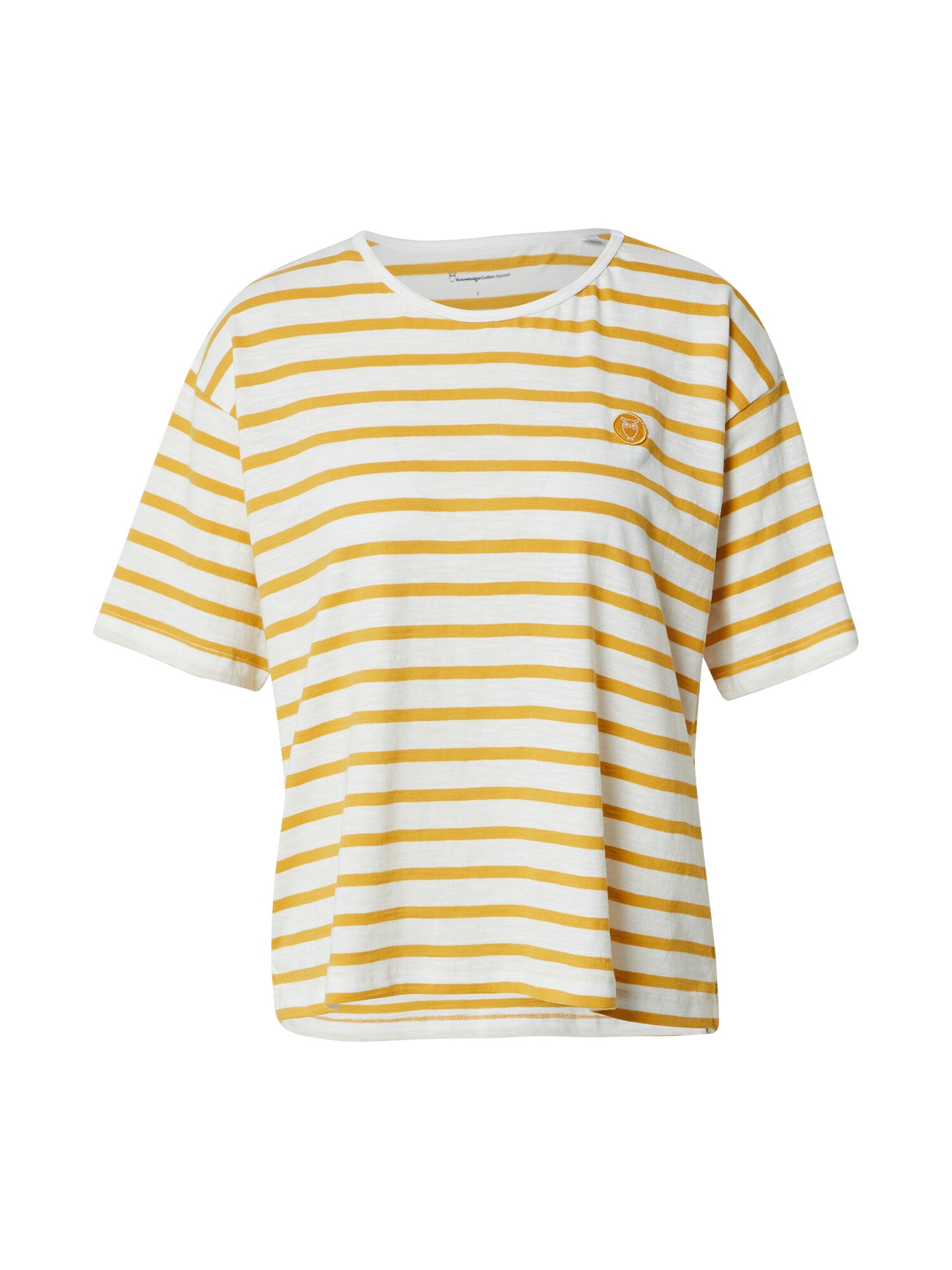KnowledgeCotton Apparel Marškinėliai geltona / balta