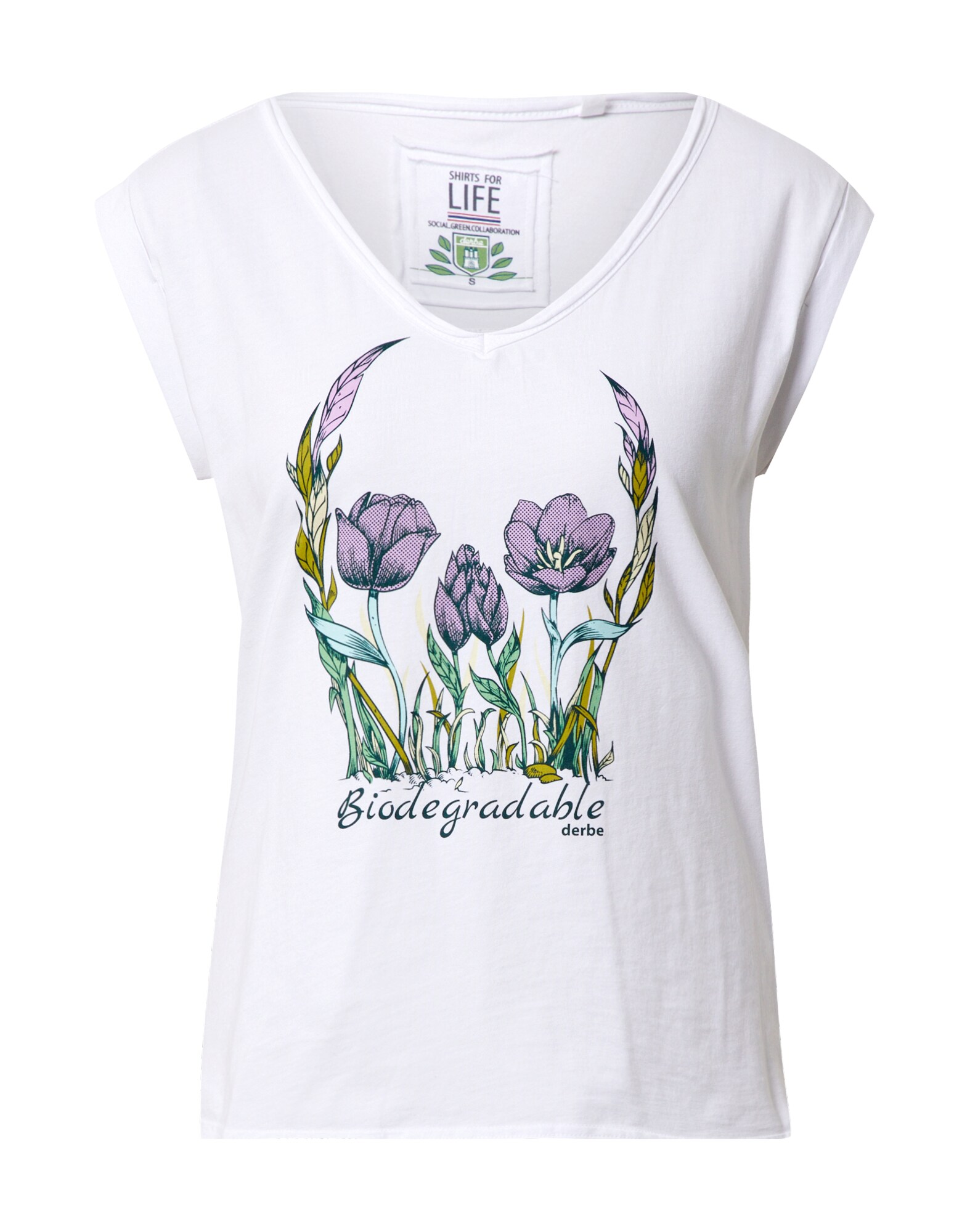 Derbe Marškinėliai 'Flower Skull Girls C2C'  šviesiai žalia / balta / alyvinė spalva