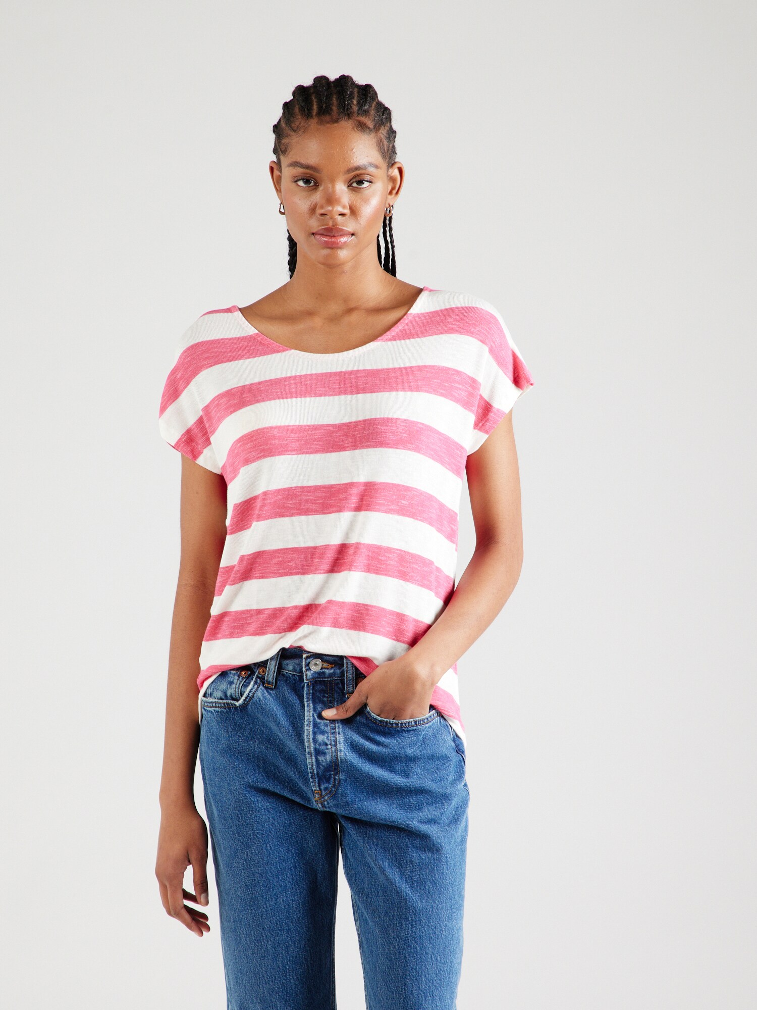 VERO MODA Póló  málna / fehér termék 2. képe