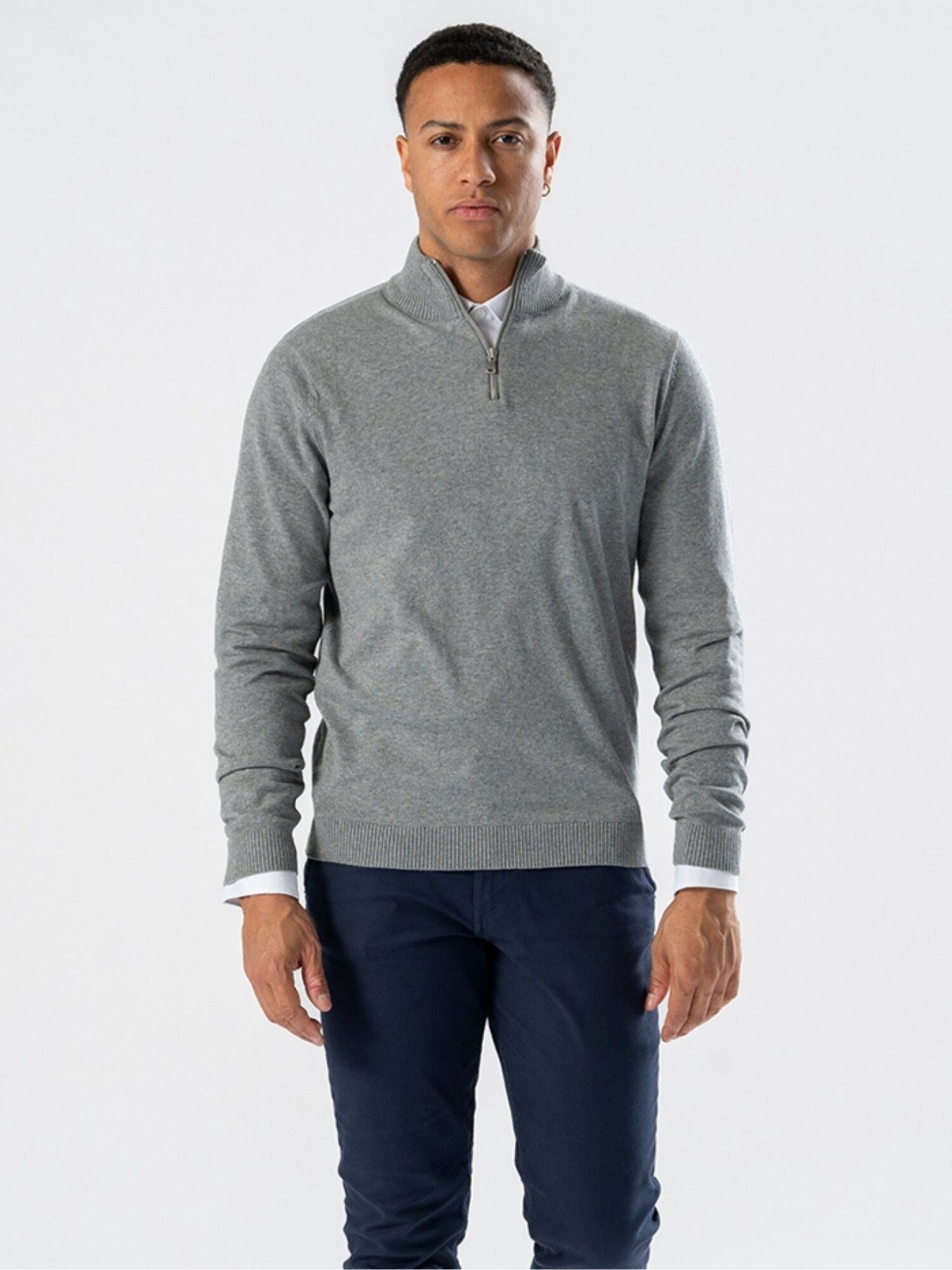 TEESHOPPEN Pulover ' Pullover Half '  gri