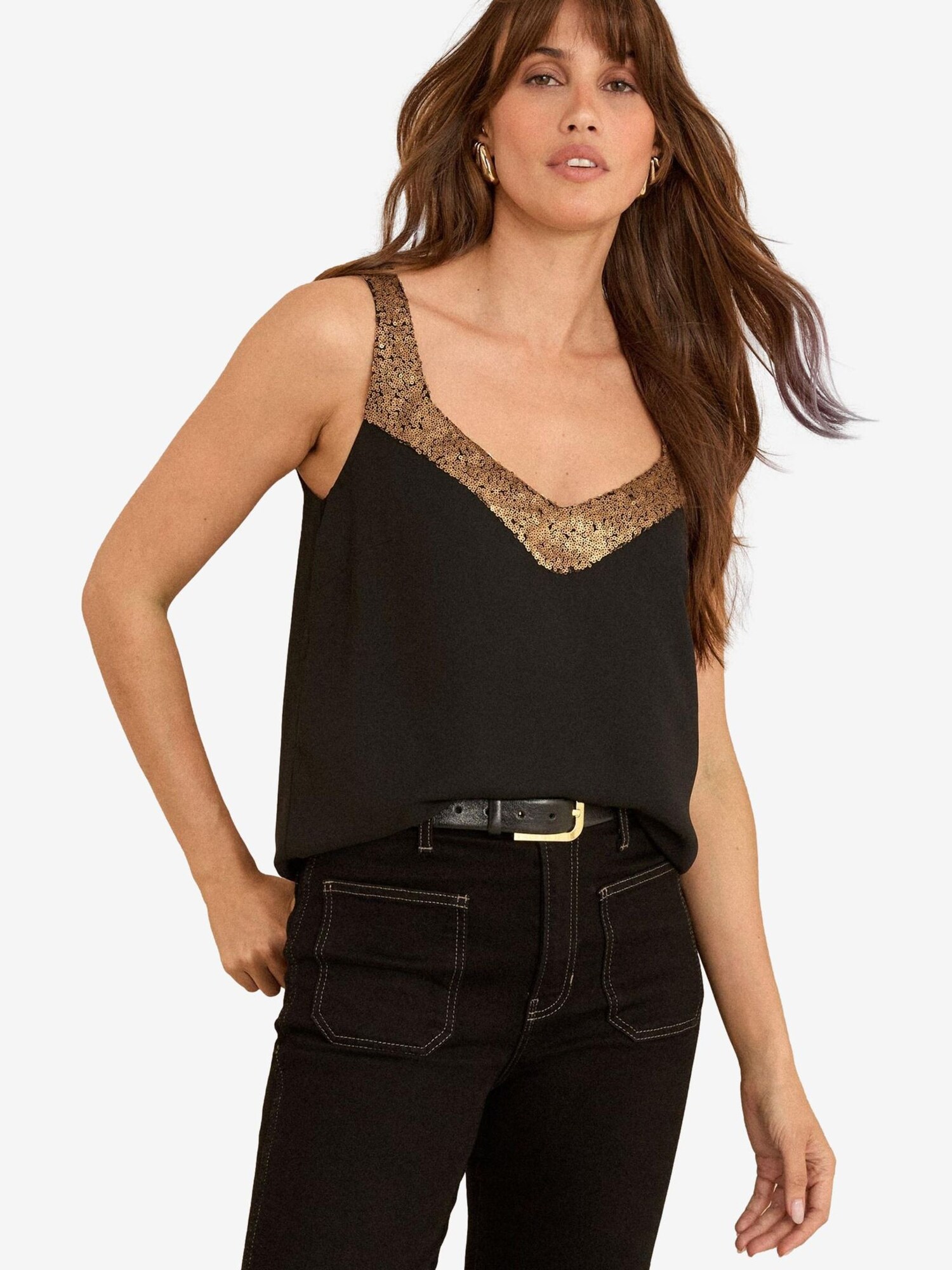 love & roses Top  maro / negru