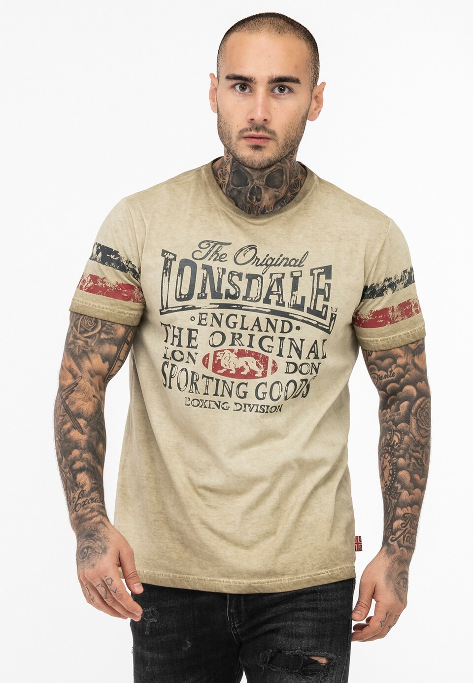 T-shirt 'Skeld' sand / marinblå