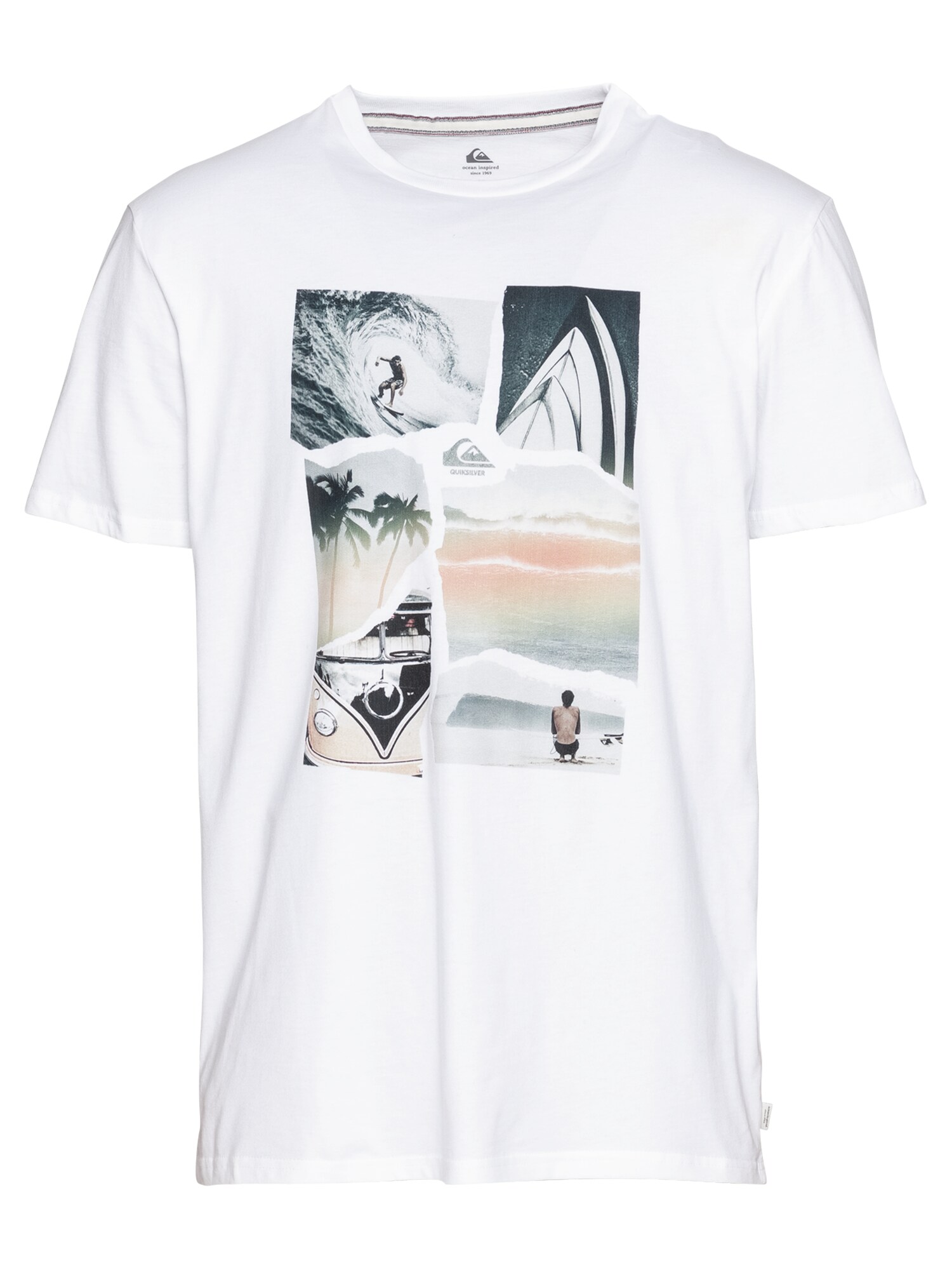 QUIKSILVER Marškinėliai 'TORN APART'  balkšva / ryškiai rožinė spalva / tamsiai pilka / šviesiai pilka / grafito