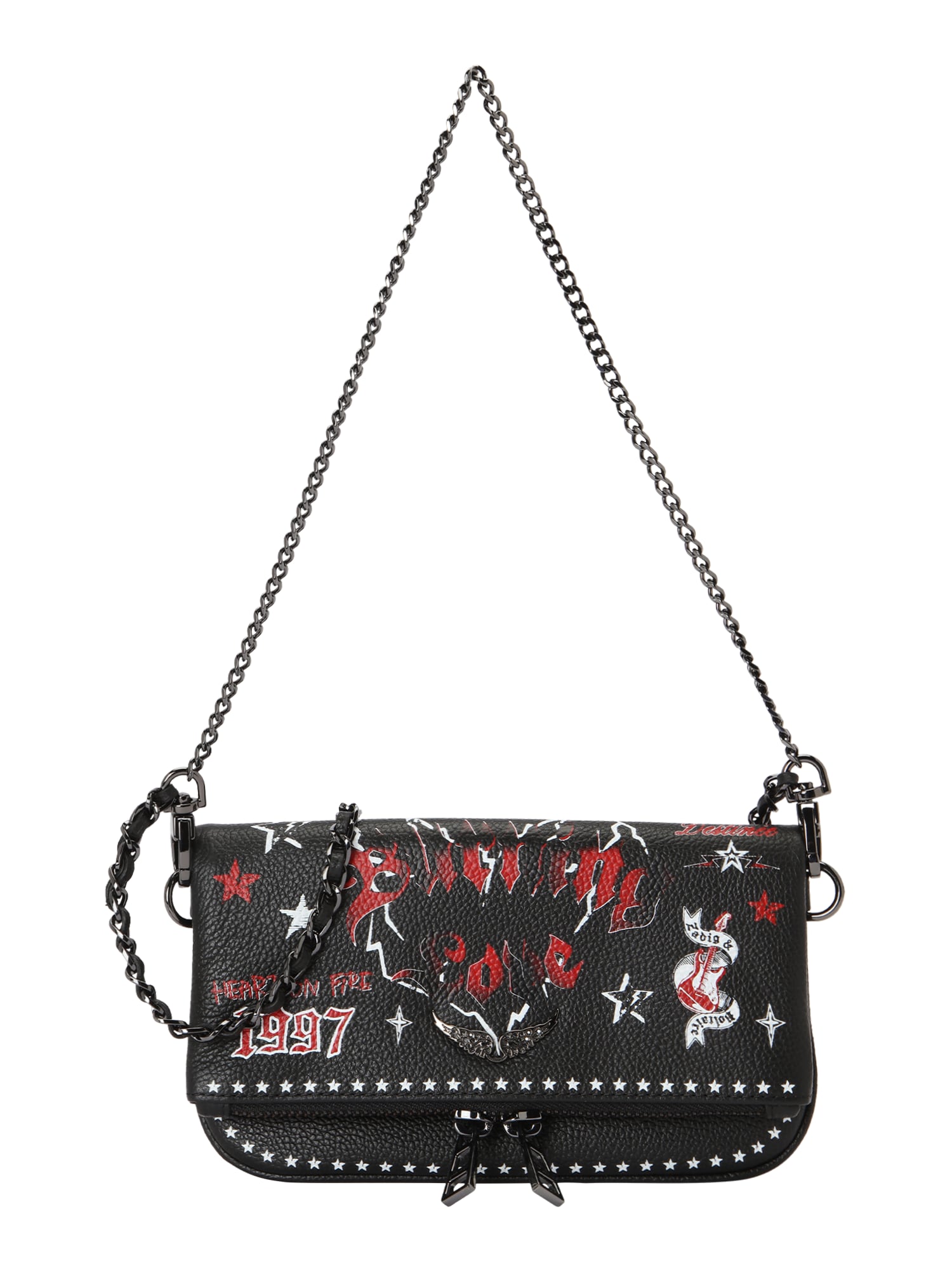 Zadig & Voltaire Geantă de umăr ROCK NANO PUNK  roșu / negru / alb
