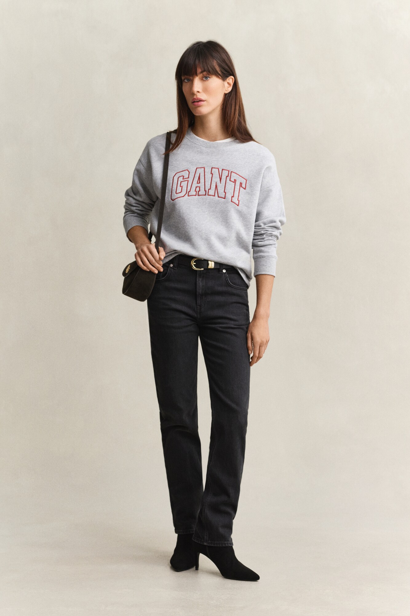 GANT Sudadera  gris moteado / rojo oscuro – imagen 4