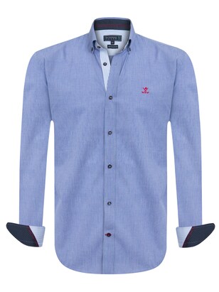 Sir Raymond Tailor Overhemd ‘Luce’ Blauw / Bloedrood