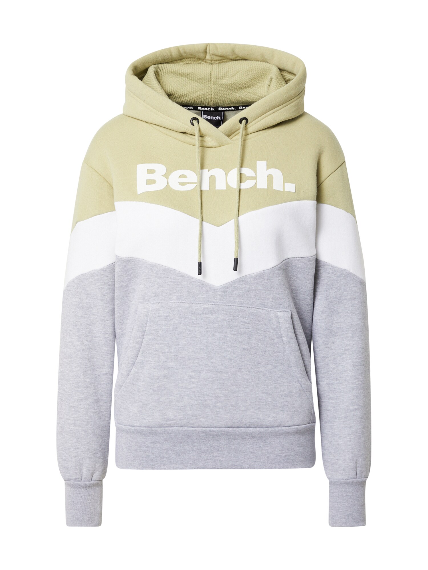 BENCH Sweater majica 'TERESA'  siva melange / maslinasta / bijela