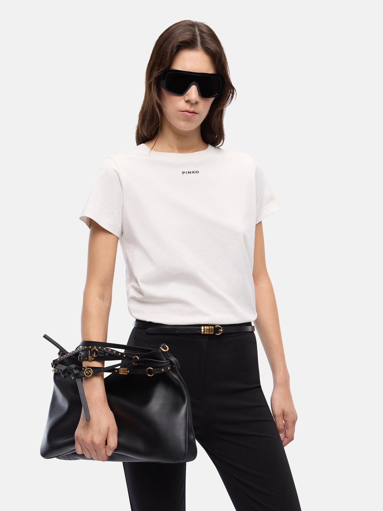 PINKO Camiseta 'PINKO BASICO T-SHIRT JERSEY LOGO PINKO GOMMATO T-SHIRT' blanco – imagen 3