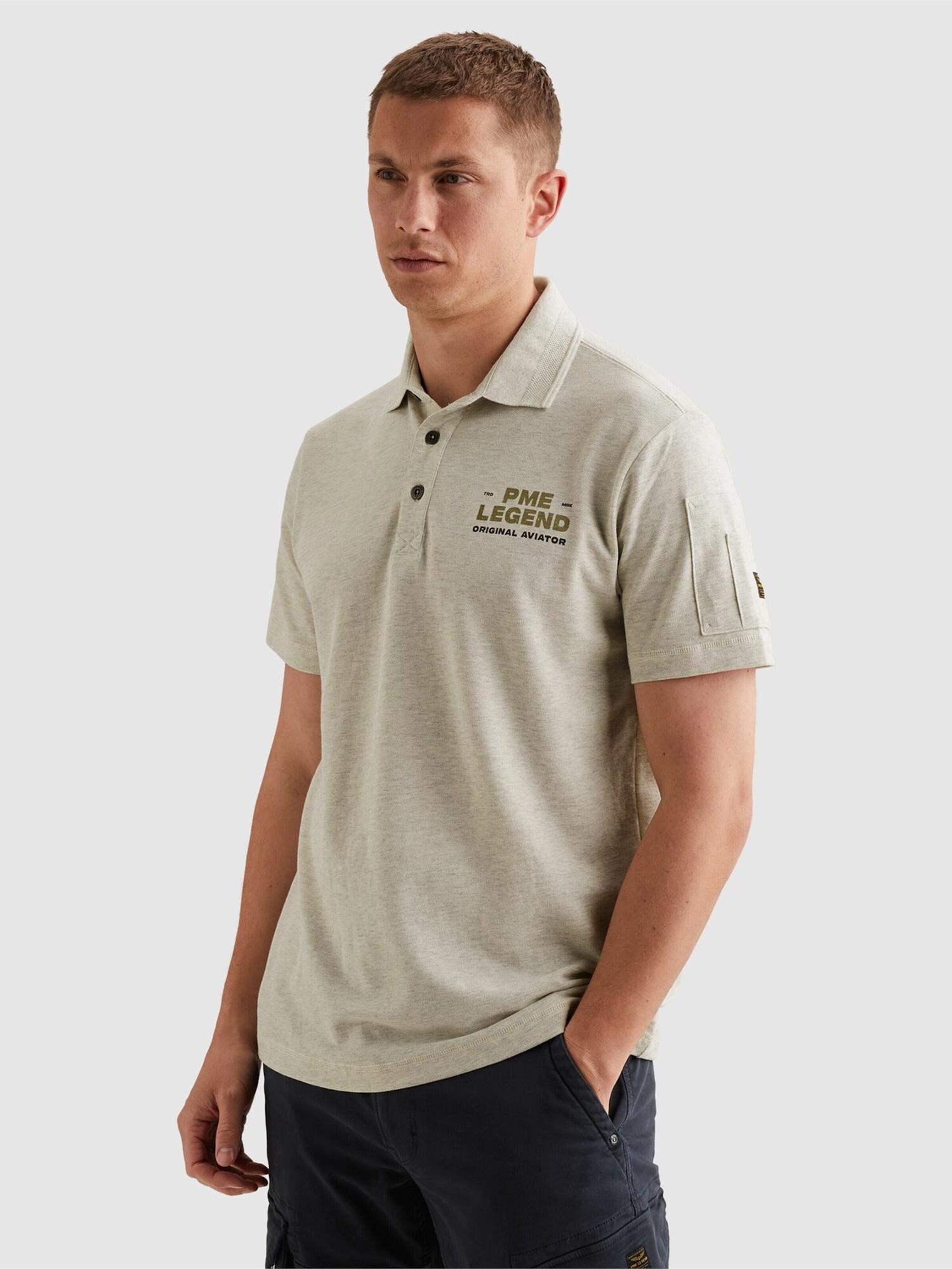 Pme Legend Shirt 'Polo Shirt In 100% Cotton With Flight Pocket' Offwhite