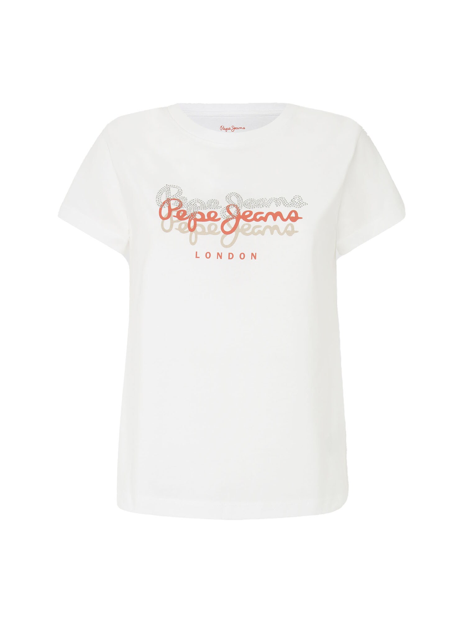 Pepe Jeans Tricou GALEY  portocaliu / argintiu / alb