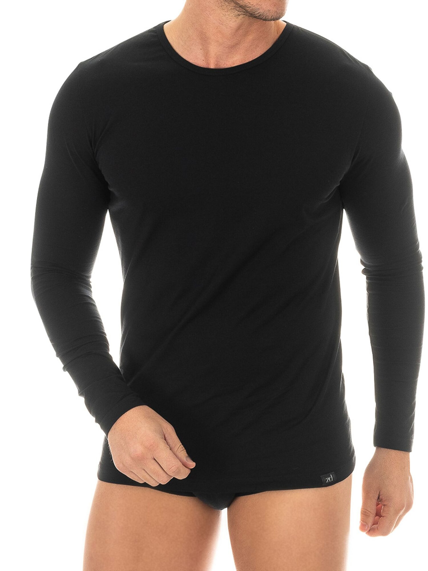 zd ZERO DEFECTS Camiseta térmica 'Long-Sleeved Egyptian Cotton'  negro