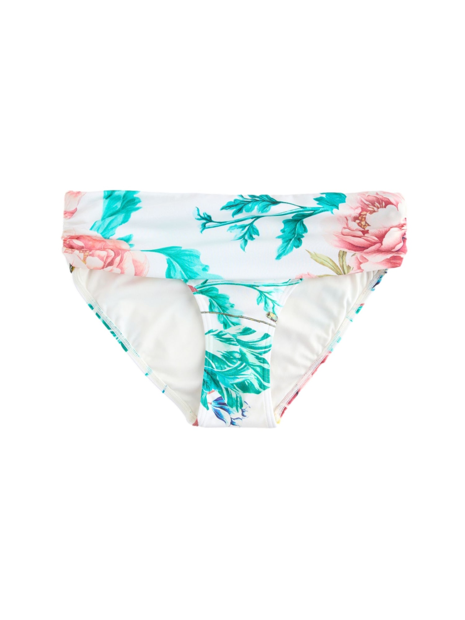 Next Slip costum de baie  crem / turcoaz / roz