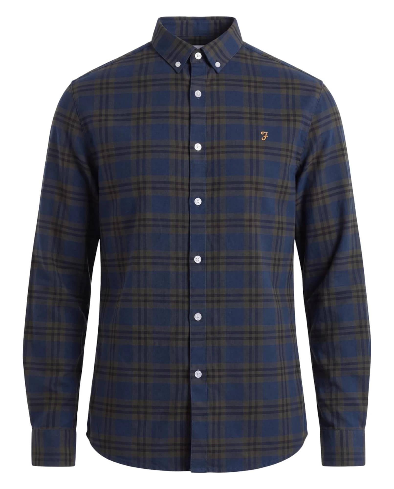 FARAH Camisa 'BREWER' marino / navy / verde oscuro