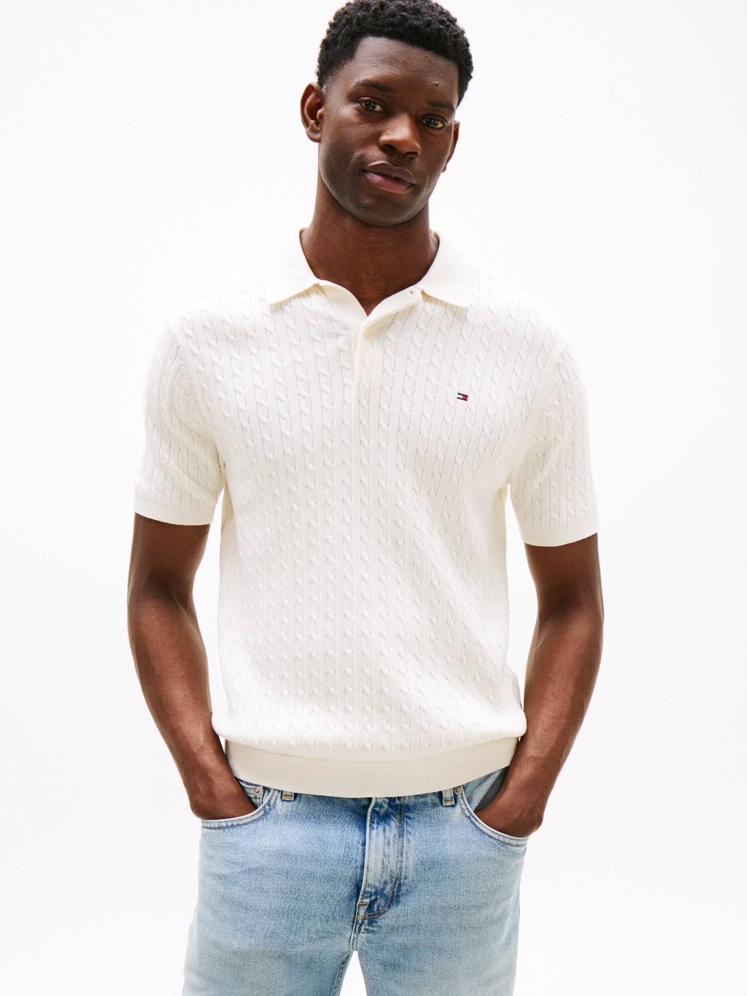 TOMMY HILFIGER Tričko 'Cable Short Sleeve'  biela (obrázok 2)