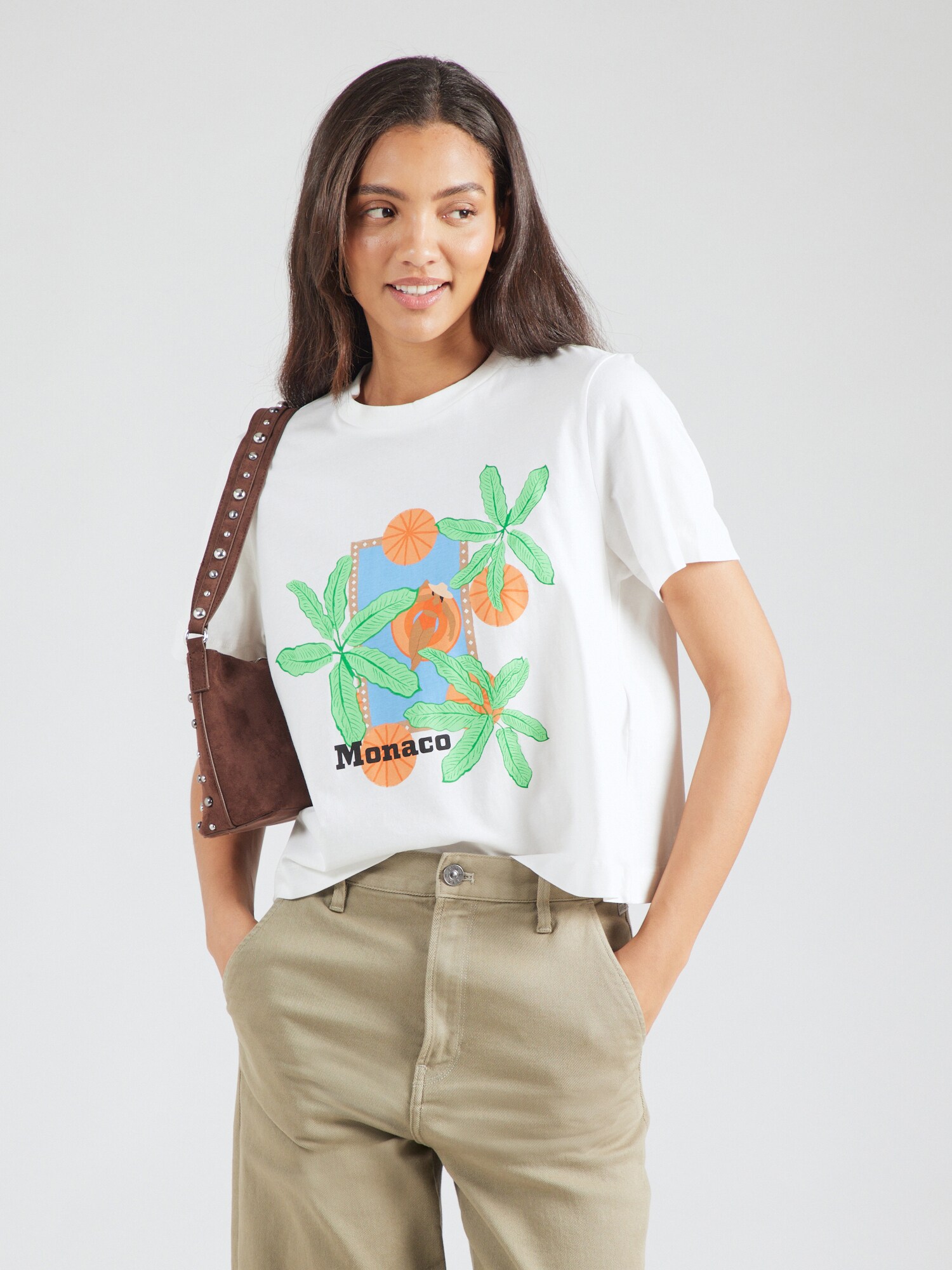 VERO MODA Póló 'VMBETA METTE'  világoskék / citromzöld / narancs / fehér termék 2. képe