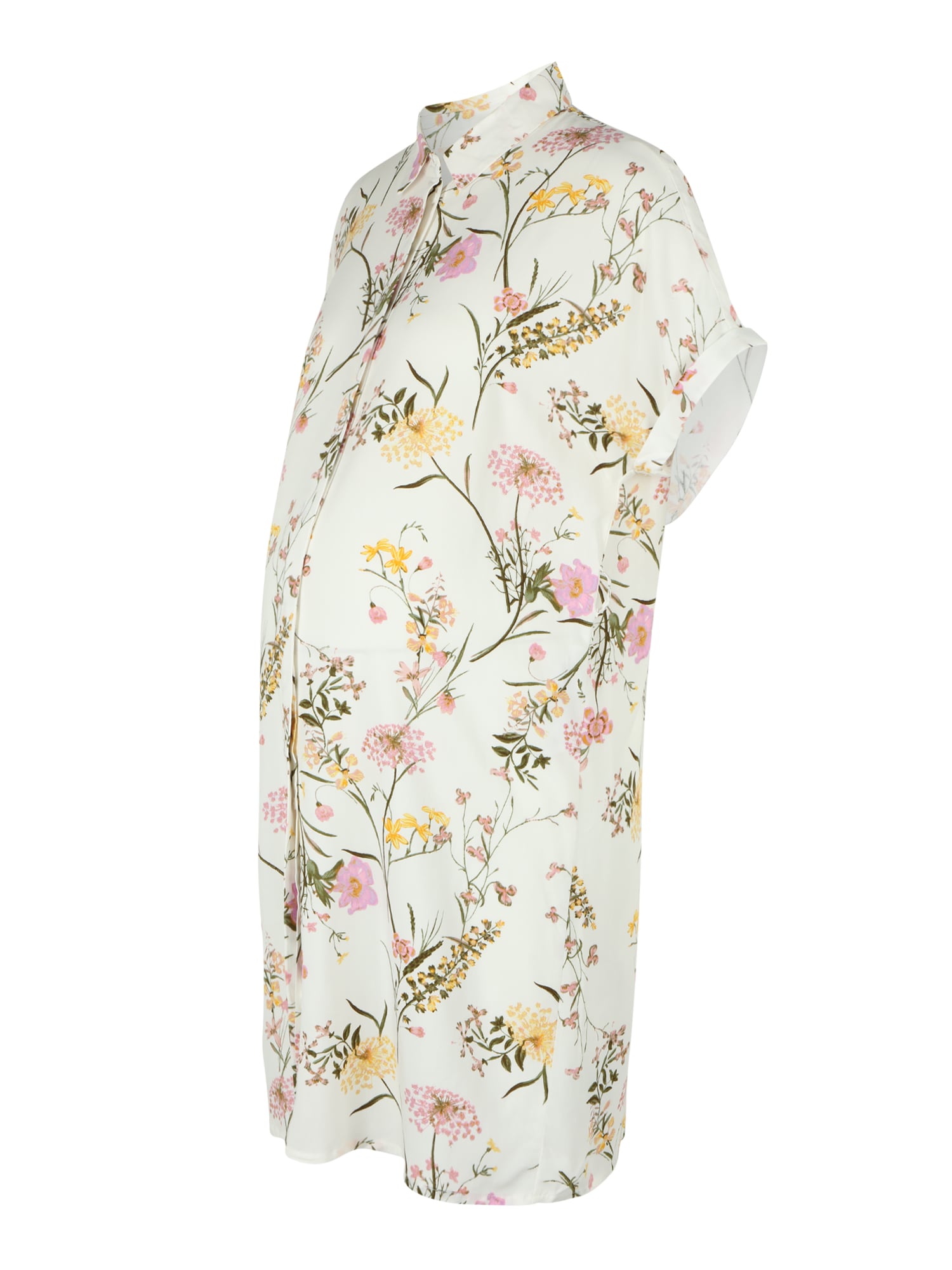 Vero Moda Maternity Palaidinės tipo suknelė 'Measy' balta / rusvai žalia / rožių spalva
