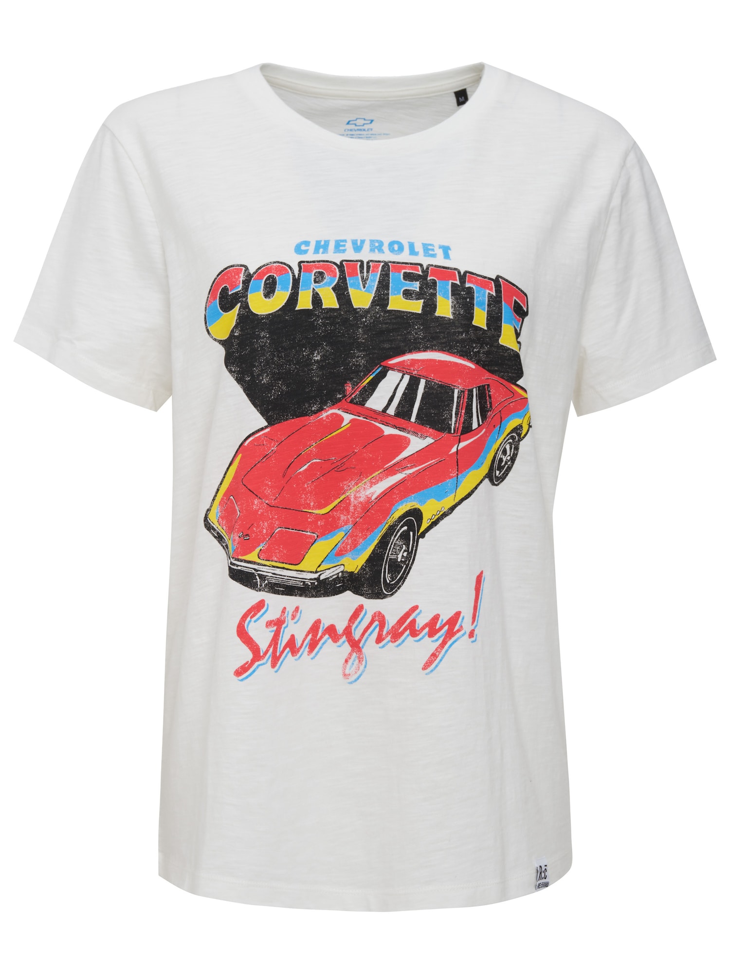 Recovered T-Krekls 'Corvette Stingray' dzeltens / sarkans / melns / olas čaumalas
